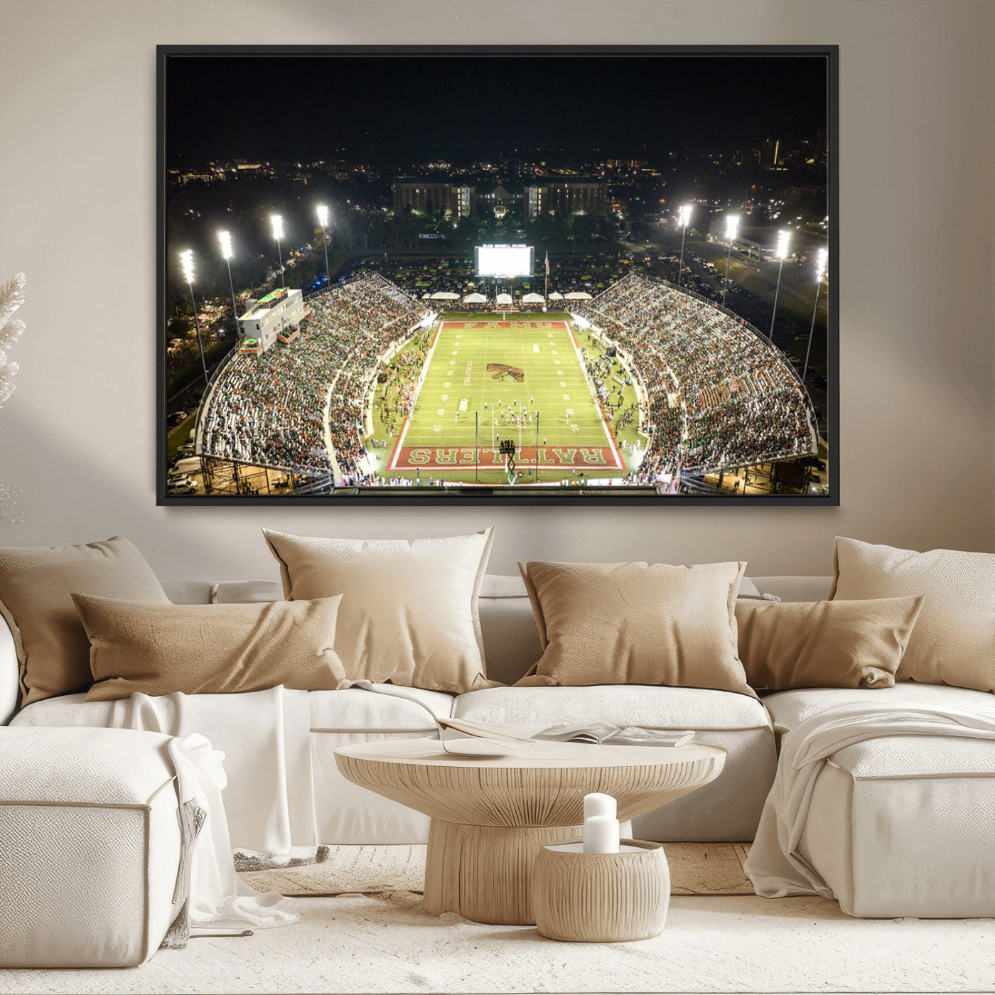 MGV-FC-36X24 - Florida A&M Rattlers Football Team Print - Tallahassee Bragg Memorial Stadium Wall Art Canvas Print