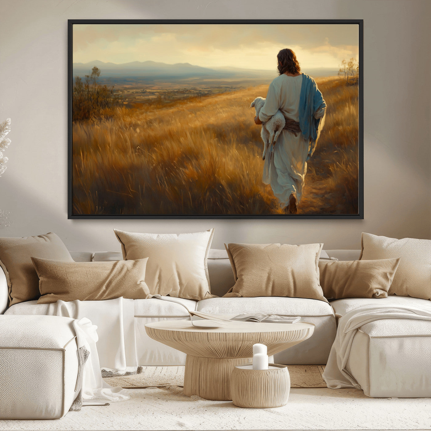 MGV-FC-36X24 - Jesus the Good Shepherd Wall Art Canvas Print - Inspirational Christian Religious Print for Prayer