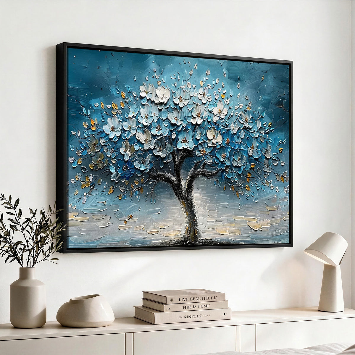 24109-_Poster-30x20 - Abstract Blooming Tree Wall Art Canvas Print, Floral Modern Home Decor