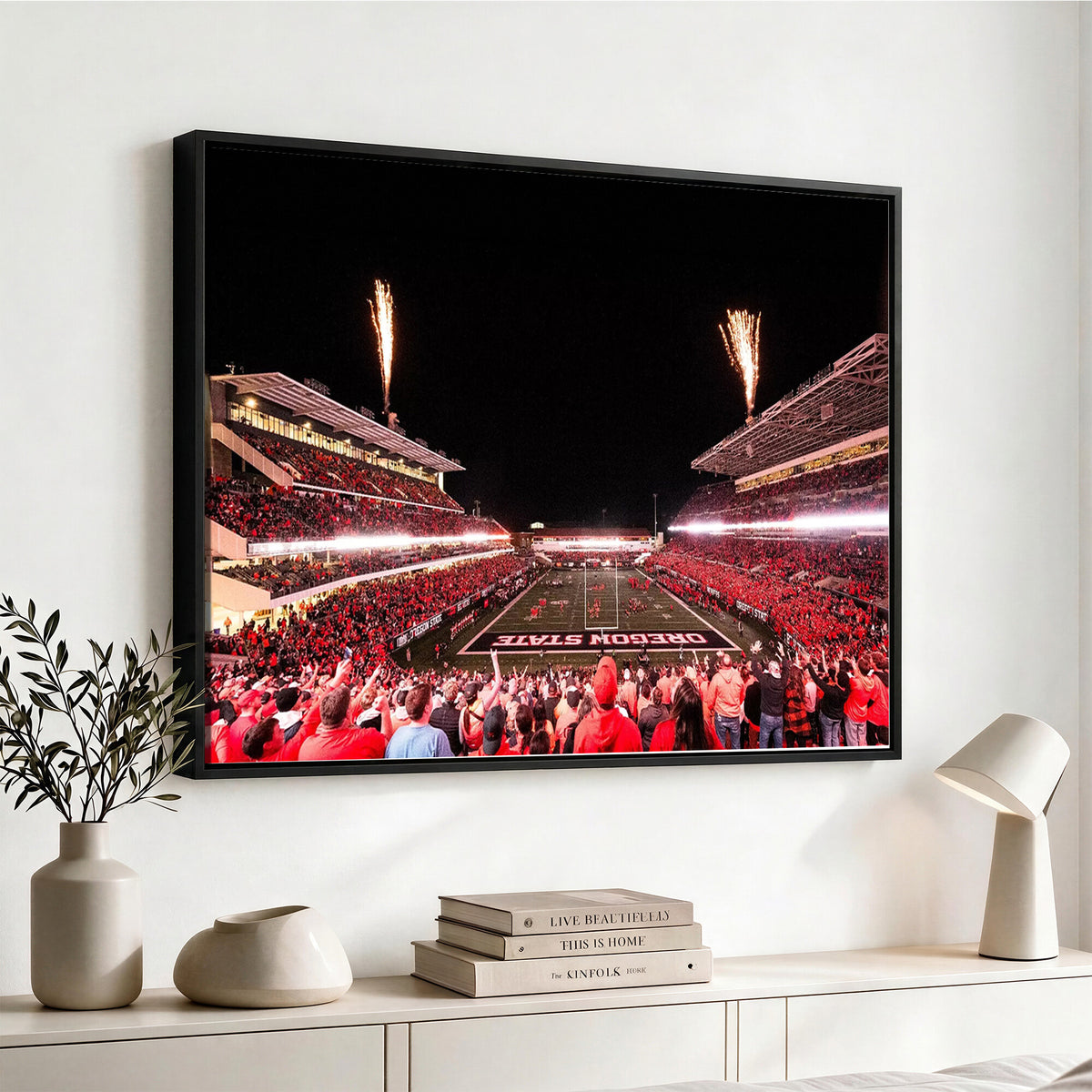 52633-MGV-CV-36X24 - Oregon State Beavers Football Team Print, Corvallis Reser, Framed and Ready to Hang