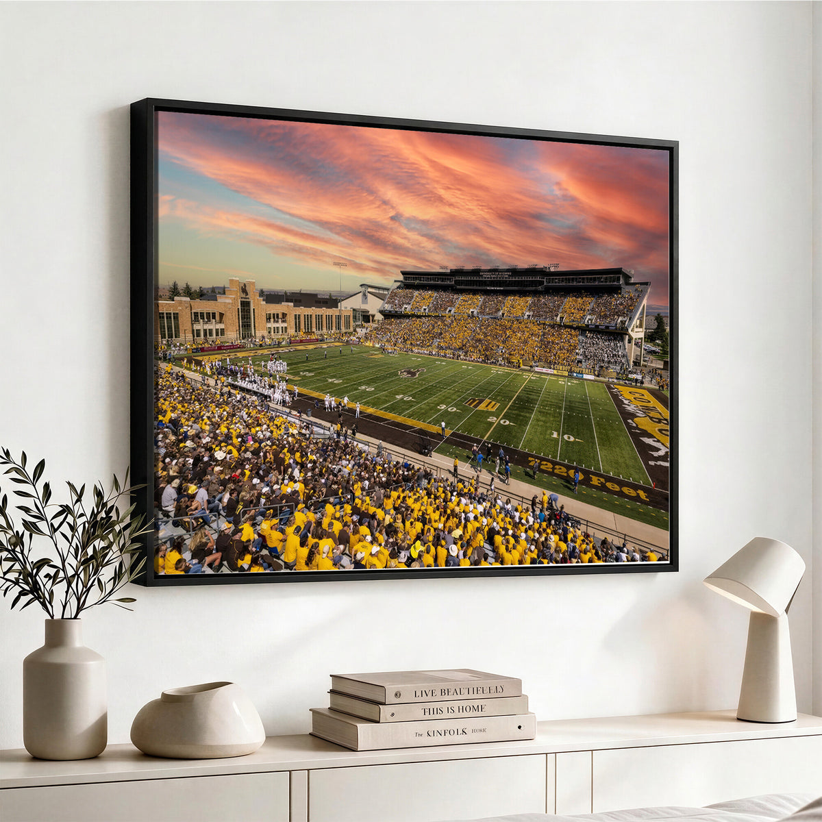90508-MGV-CV-36X24 - University of Wyoming Cowboys Football Team Print, Laramie, Extra Large Game Room Wall Decor