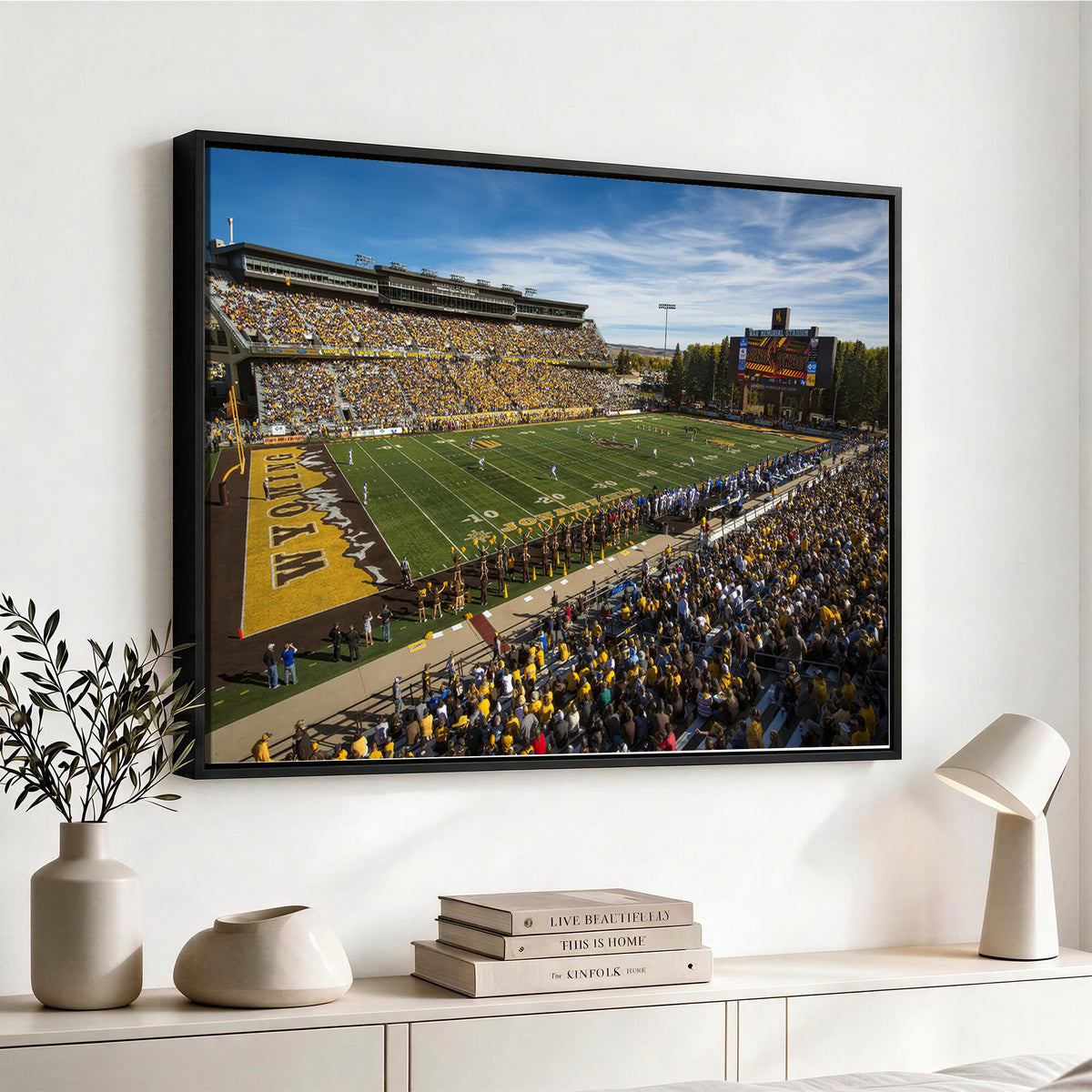 89846-MGV-CV-36X24 - University of Wyoming Cowboys Football Team Print, Laramie, Man Cave Wall Decor