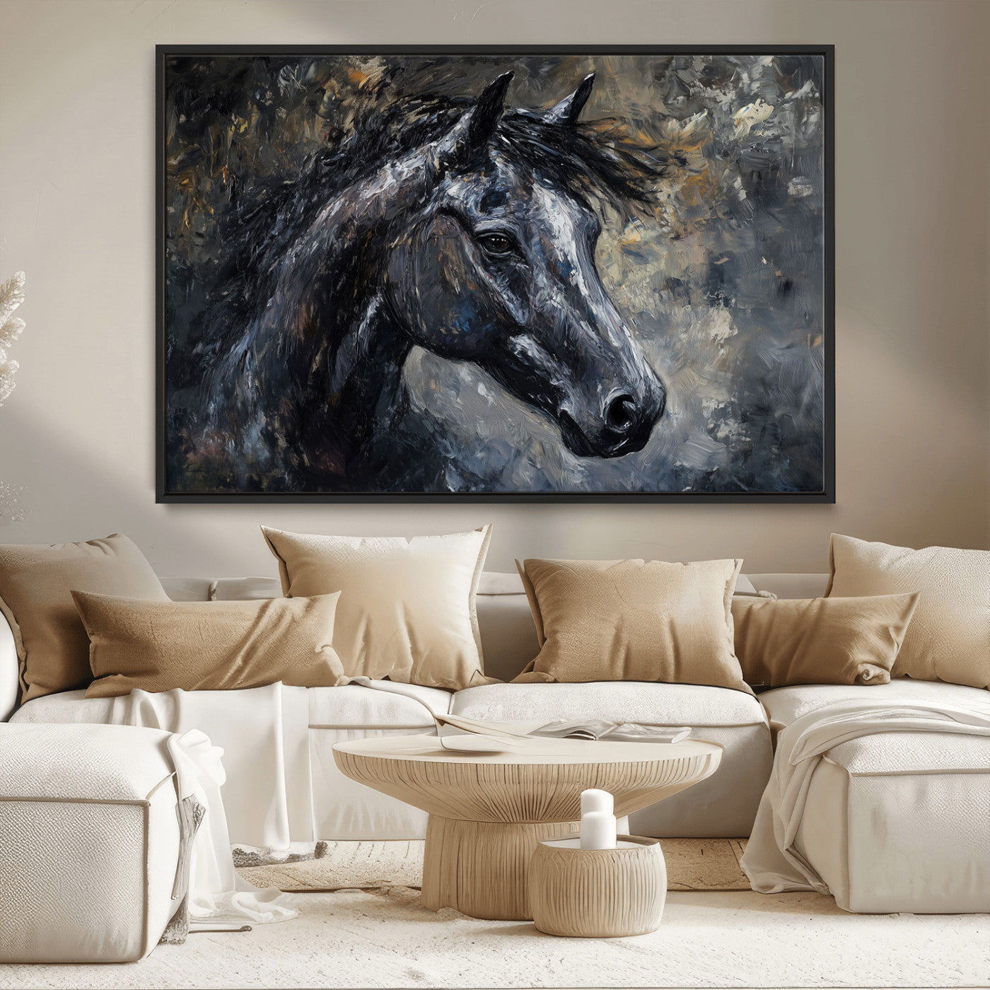 MGV-FC-36X24 - Large Abstract Horse Wall Art Canvas Print | Farmhouse Wall Decor | Rustic Horse Art | Western Cabin