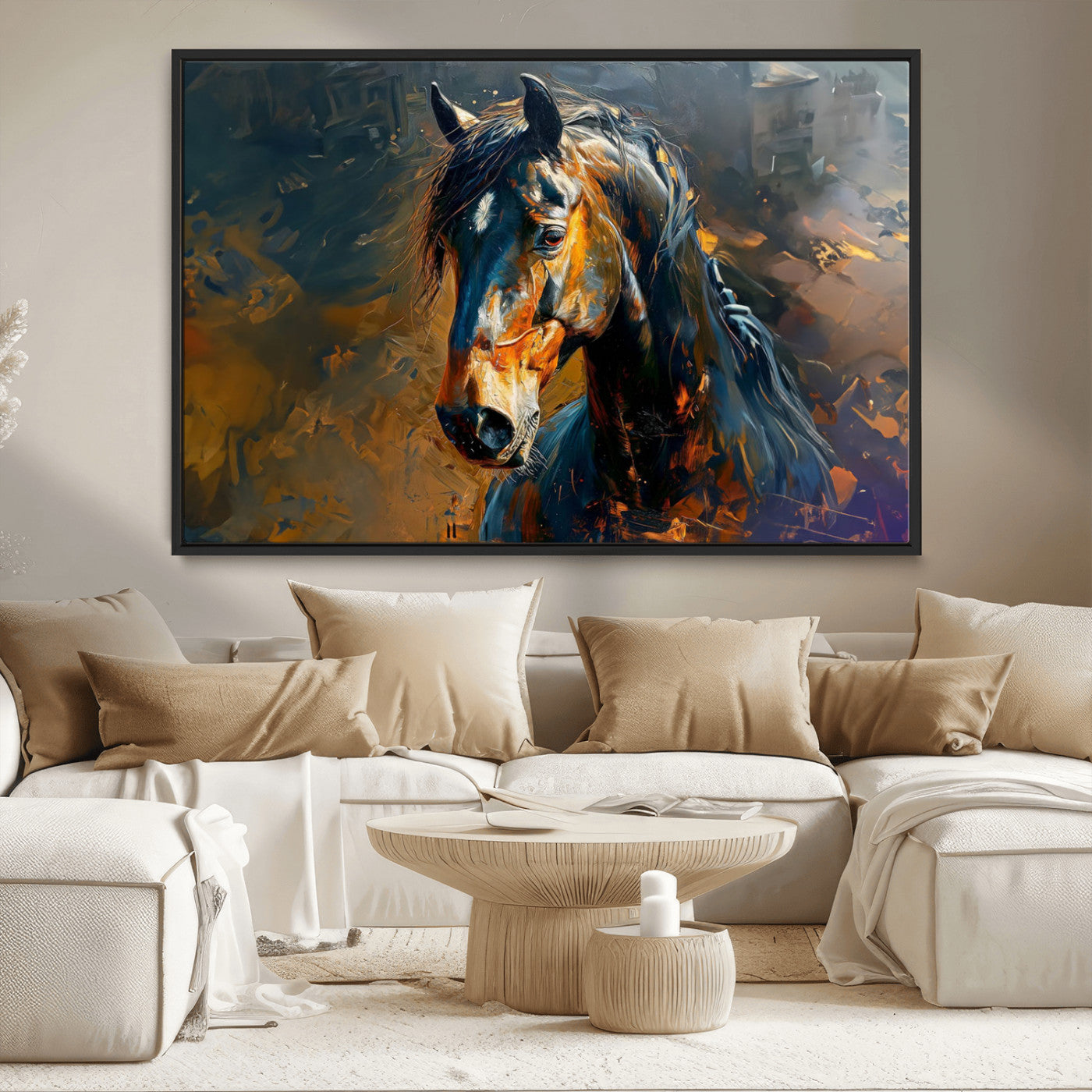 MGV-FC-36X24 - Abstract Horse Wall Art Canvas Print | Farmhouse Wall Decor | Western Cabin Art | Rustic Horse Decor