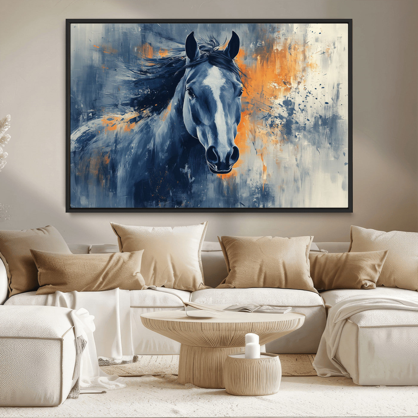 MGV-FC-36X24 - Abstract Blue Horse Wall Art Print Canvas | Horse Wall Art Print | Western Decor for Farmhouse |