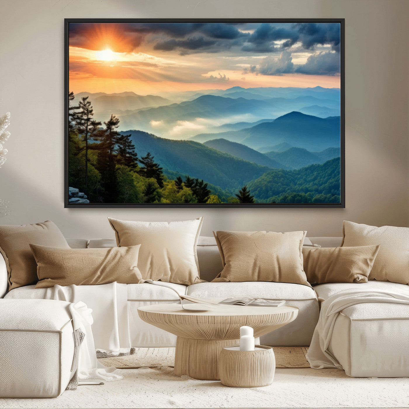 MGV-FC-36X24 - Sunrise Over Mountain Range Wall Art Canvas Print, Farmhouse Wall Decor, Cabin Wall Art