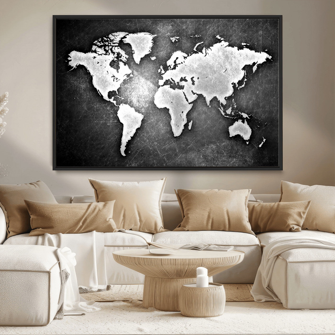 MGV-FC-36X24 - World Map Wall Art Canvas Print – Framed Wall Art for Anniversary Gift or Home Adventure Decor