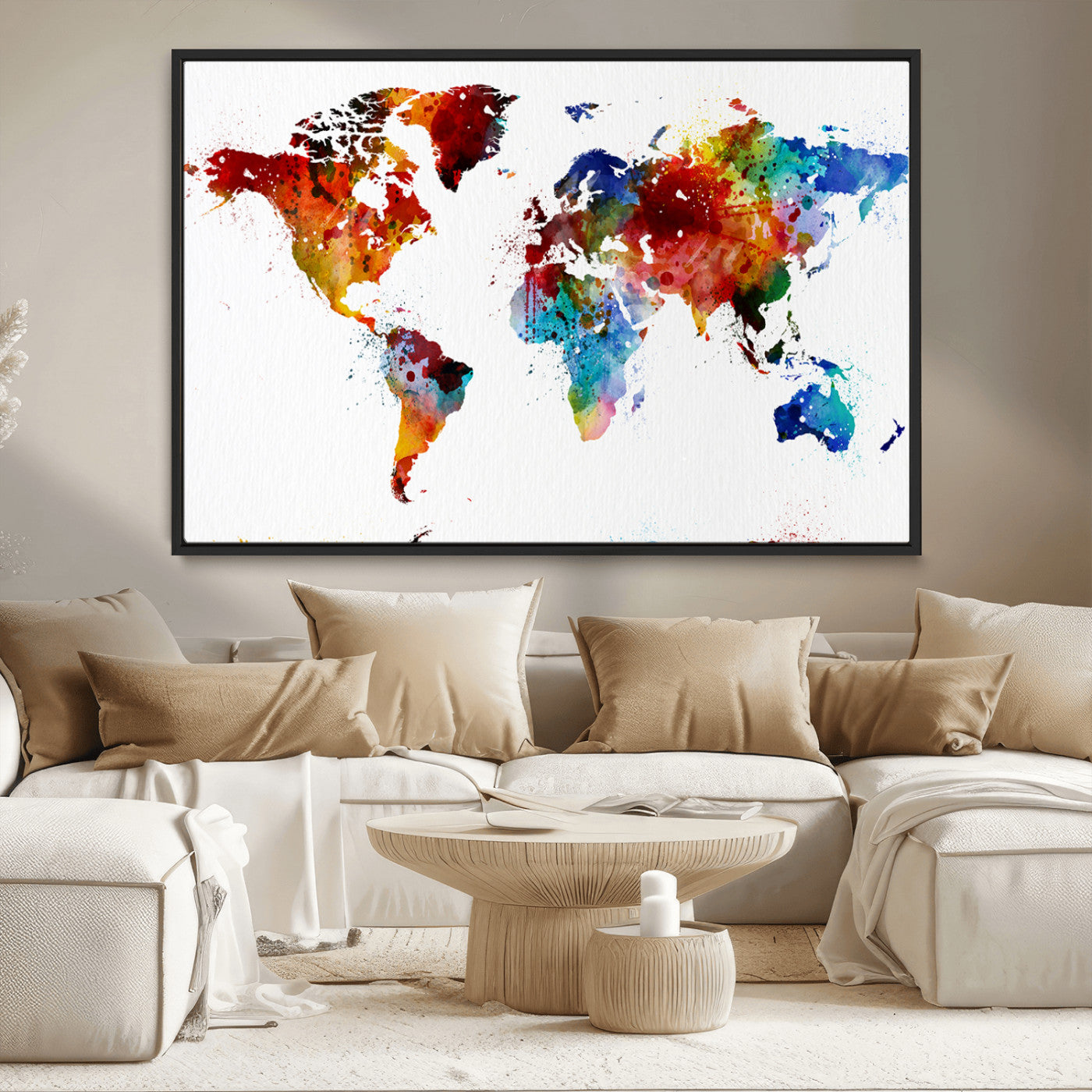 MGV-FC-36X24 - Push Pin World Map Canvas Print – Framed Wall Art for Couples to Track Their Travels – Anniversary