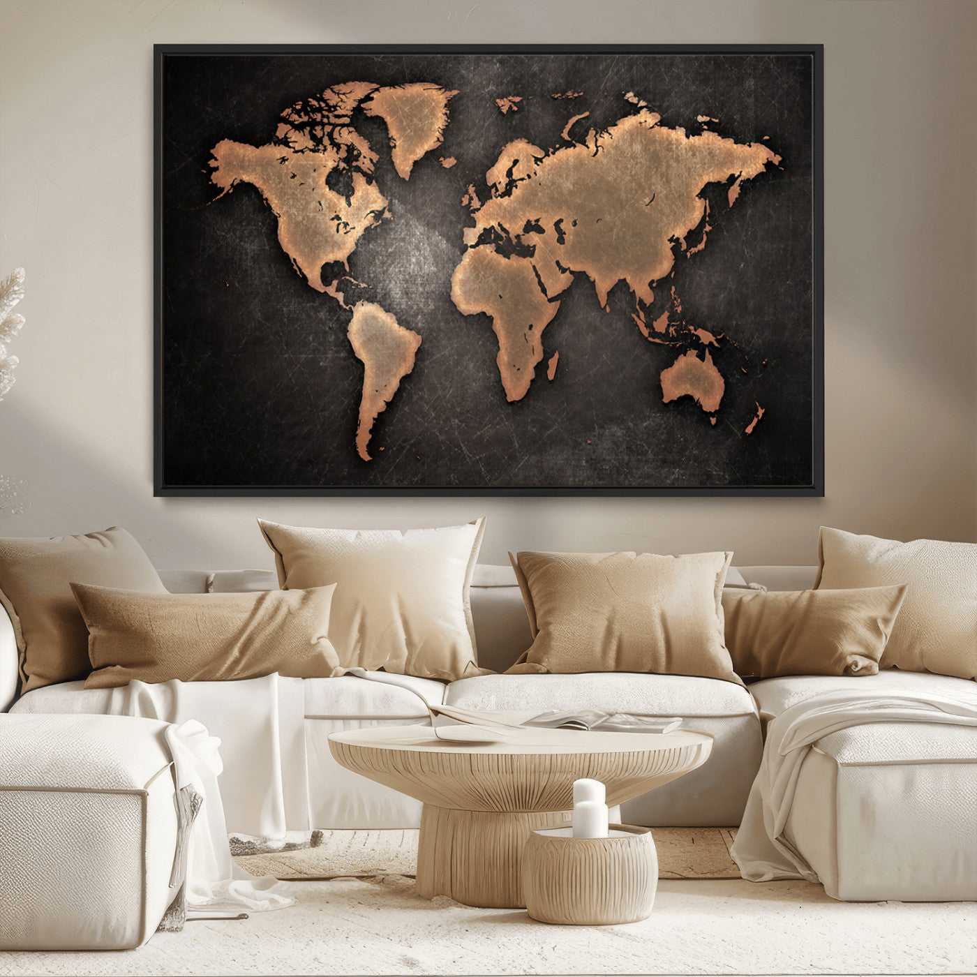 MGV-FC-36X24 - Push Pin World Map Canvas Print – Framed Wall Art for Couples to Track Their Travels – Anniversary