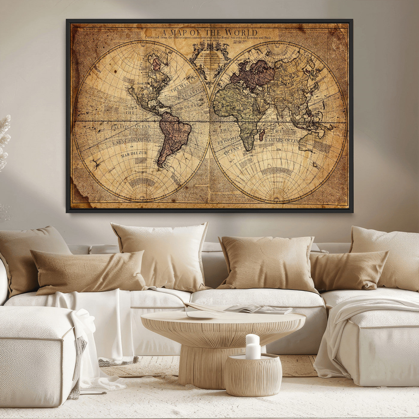 MGV-FC-36X24 - Push Pin World Map Canvas Print – Framed Wall Art for Couples to Track Their Travels – Anniversary