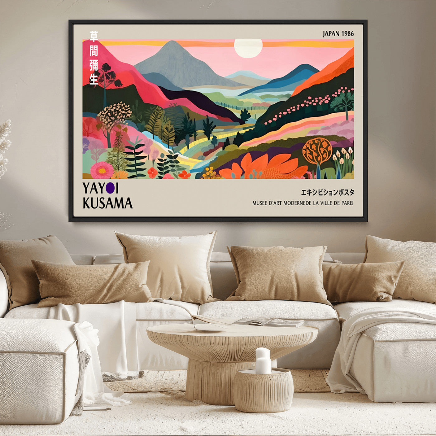 MGV-FC-36X24 - Elk Herd Wall Art Canvas Print, Framed Snowy Forest Art Picture Print, Elks in Forest Perfect Neutral Rustic Decor Artwork
