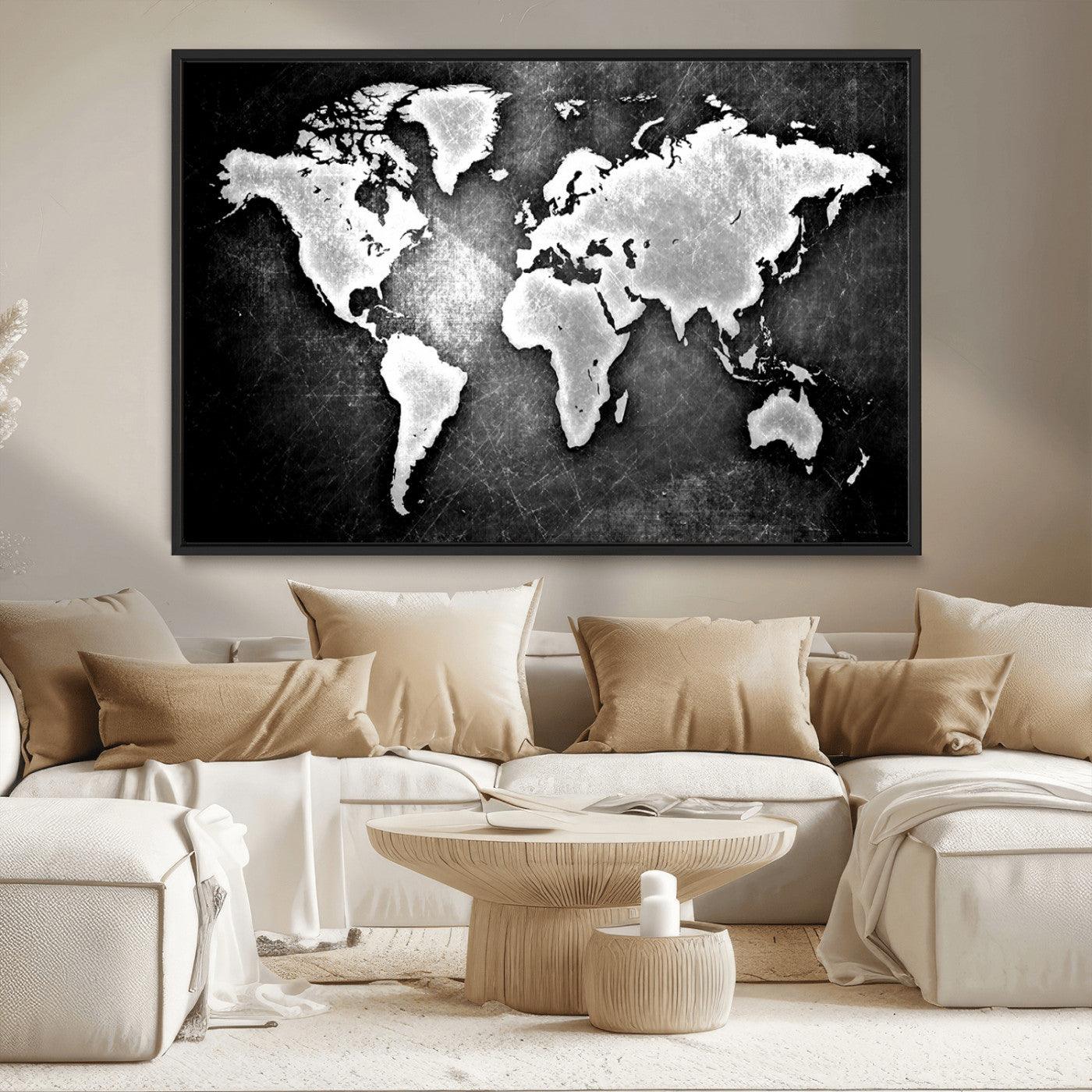 MGV-FC-36X24 - World Map Wall Art Canvas Print – Framed Wall Art for Anniversary Gift or Home Adventure Decor