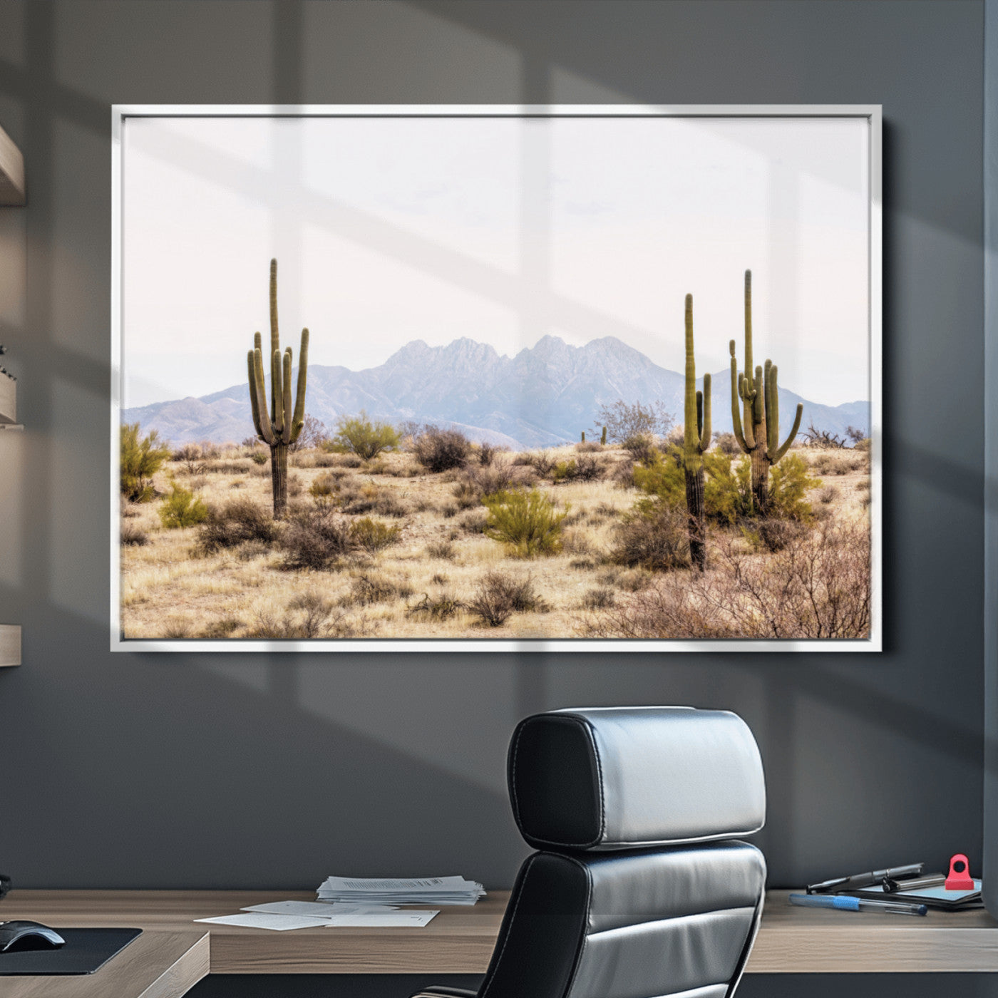 97436-MGV-CV-36X24-Arizona Desert Wall Art Print | Arizona Desert Canvas Print with Saguaro Cacti | Southwestern Landscape Wall Art | Framed Farmhouse Decor