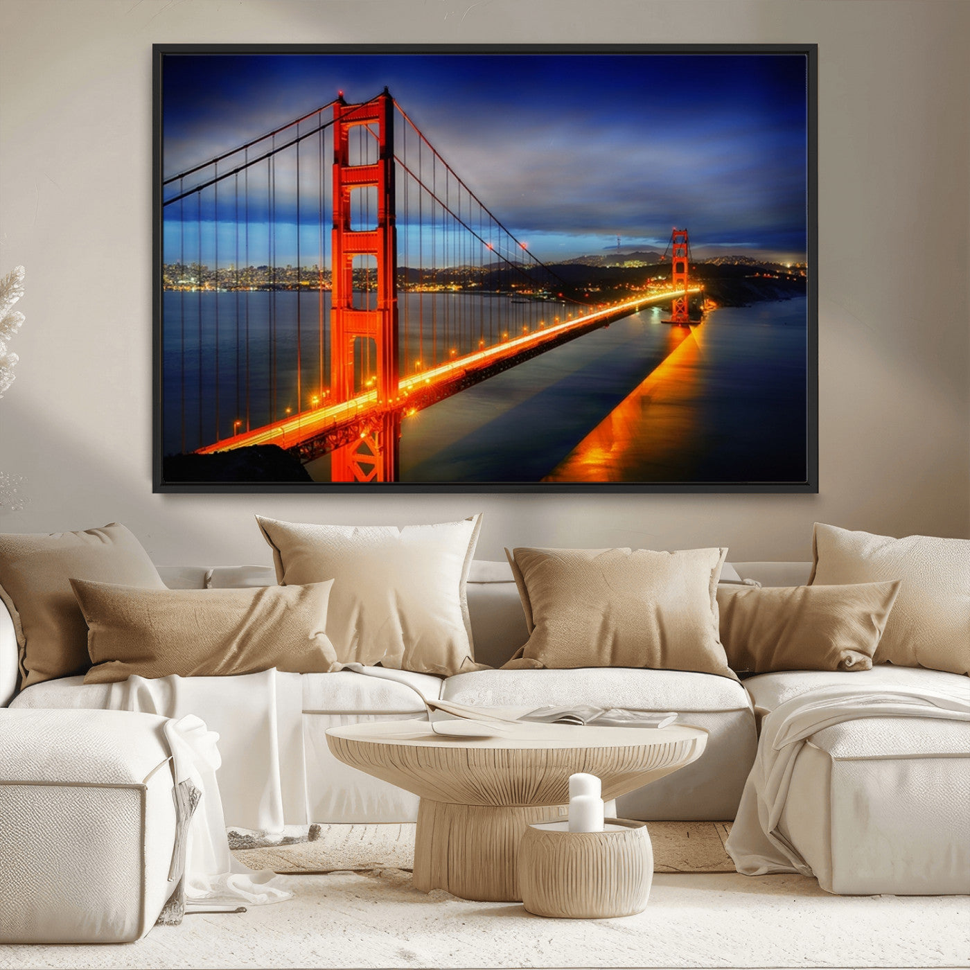 MGV-FC-36X24 - Large Wall Art San Francisco Canvas Print - Wonderful Golden Gate Bridge at Twilight