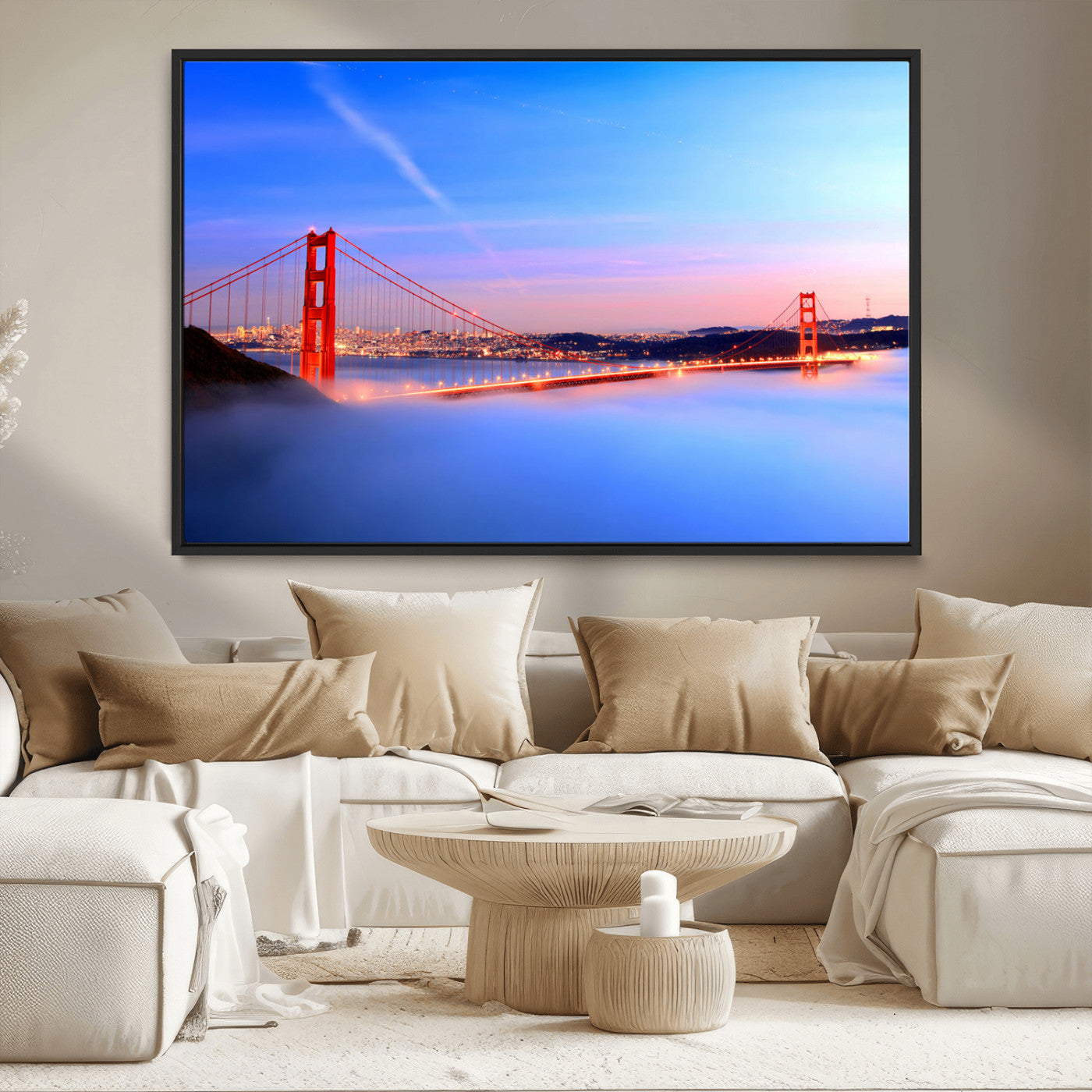 MGV-FC-36X24 - Large Wall Art San Francisco Canvas Print - Amazing Golden Gate Bridge in Fog