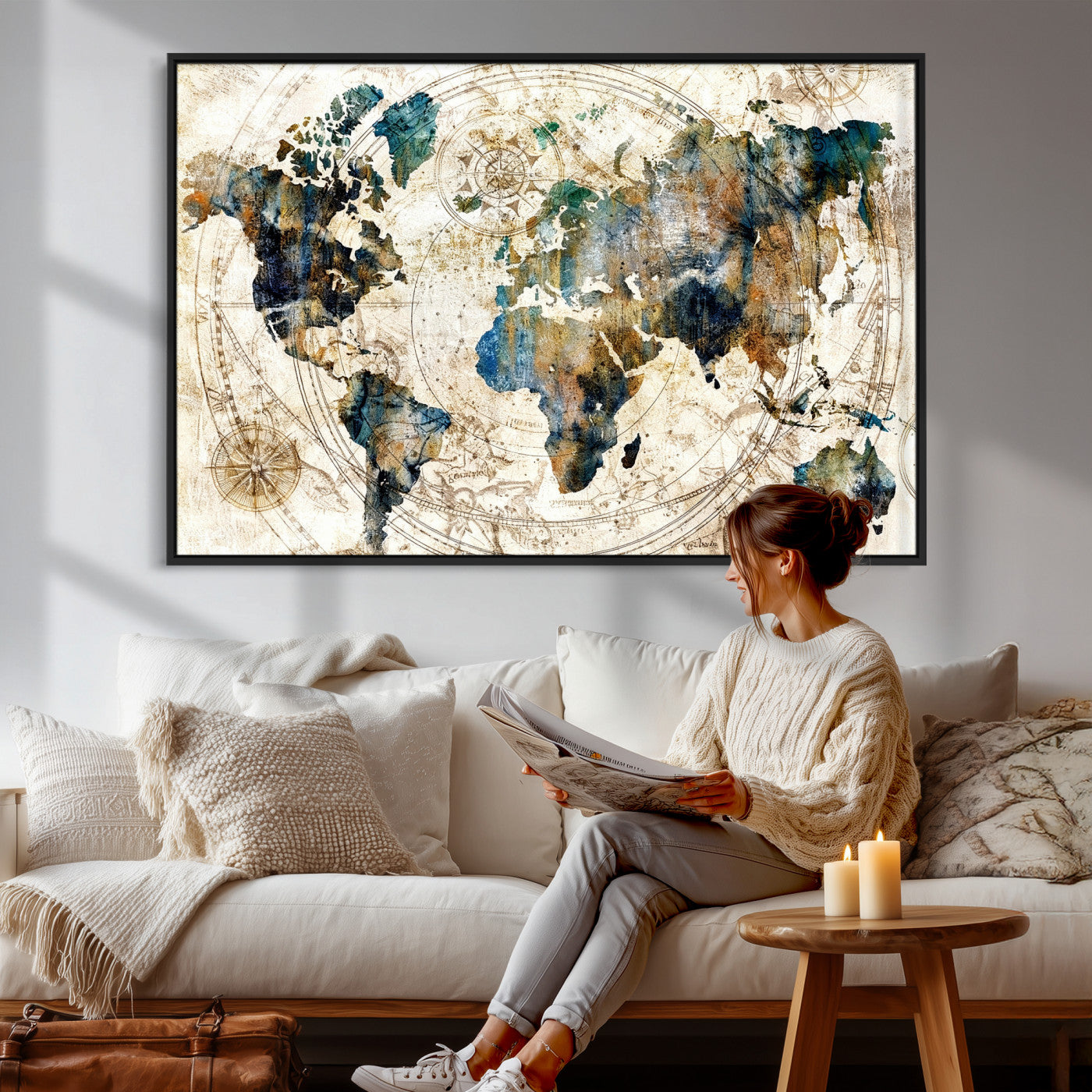 10554-MGV-CV-36X24 - Abstract World Map Art Print Canvas Print