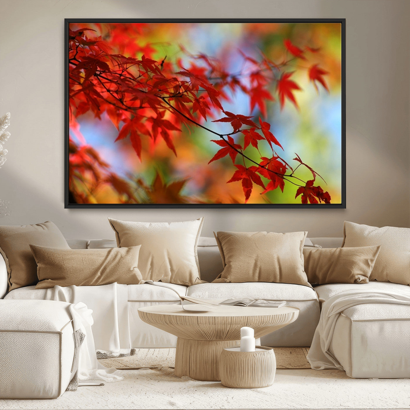 MGV-FC-36X24 - Red Leaves Autumn Forest Wall Art Canvas, Red Leaves Autumn Forest Canvas Print