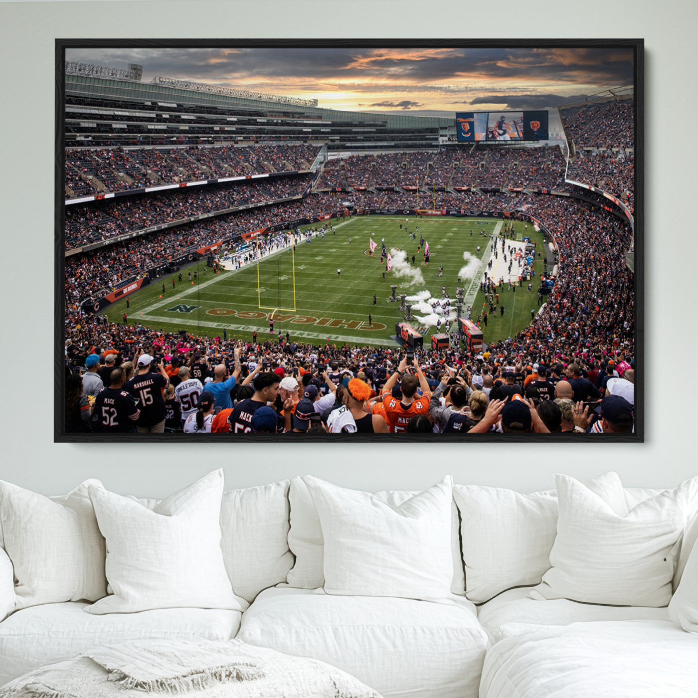 87578930-MGV-FC-36X24_Black-Chicago Bears Soldiers Field Wall Art Canvas Print – Framed Football Stadium Artwork for Sports Fans, Soldier Field Skyline Canvas Decor for Game Room or Man Cave