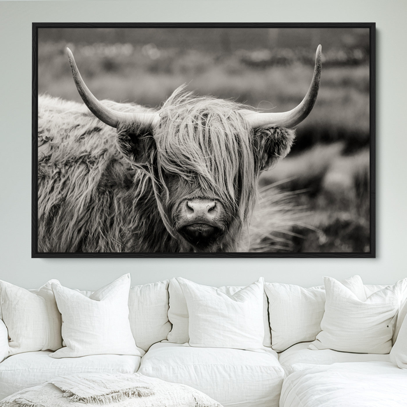 67365-MGV-FC-36X24_Black-Cow Focus Canvas Wall Art Print