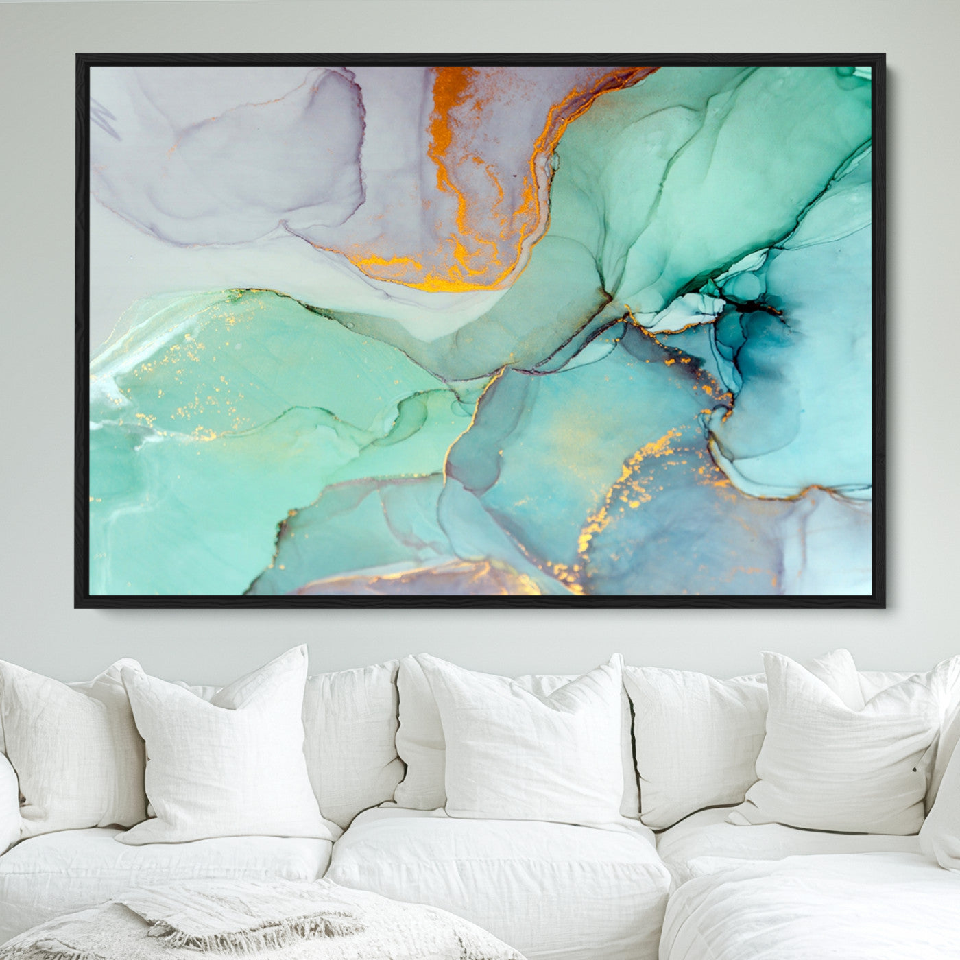 36934-MGV-FC-36X24_Black-Colorful Marble Fluid Effect Canvas Wall Art Print