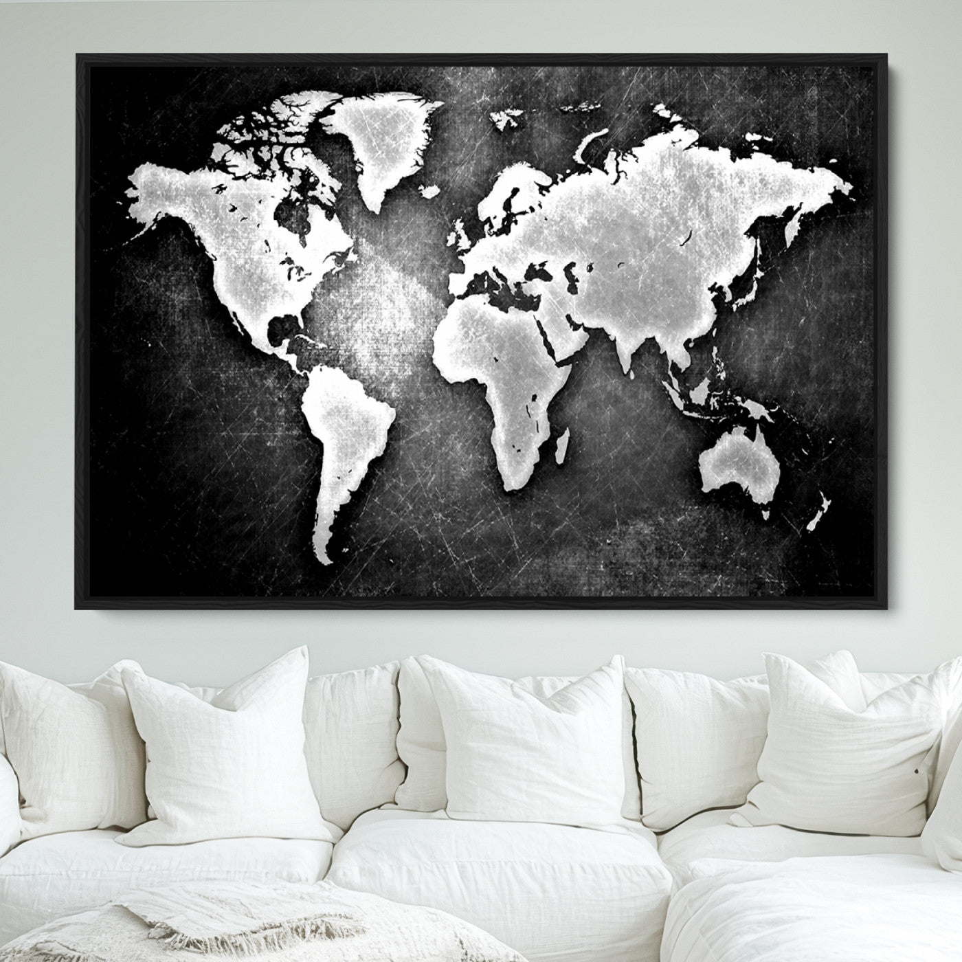 World Map Wall Art Canvas Print – Framed Wall Art for Anniversary Gift or Home Adventure Decor
