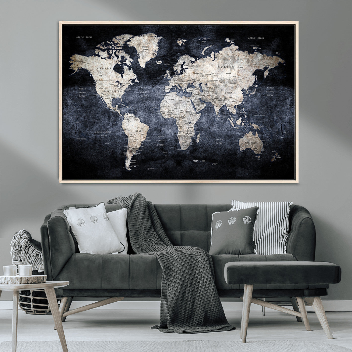 MGV-FC-36X24 - World Map Wall Art Canvas Print for Home and Office Decor