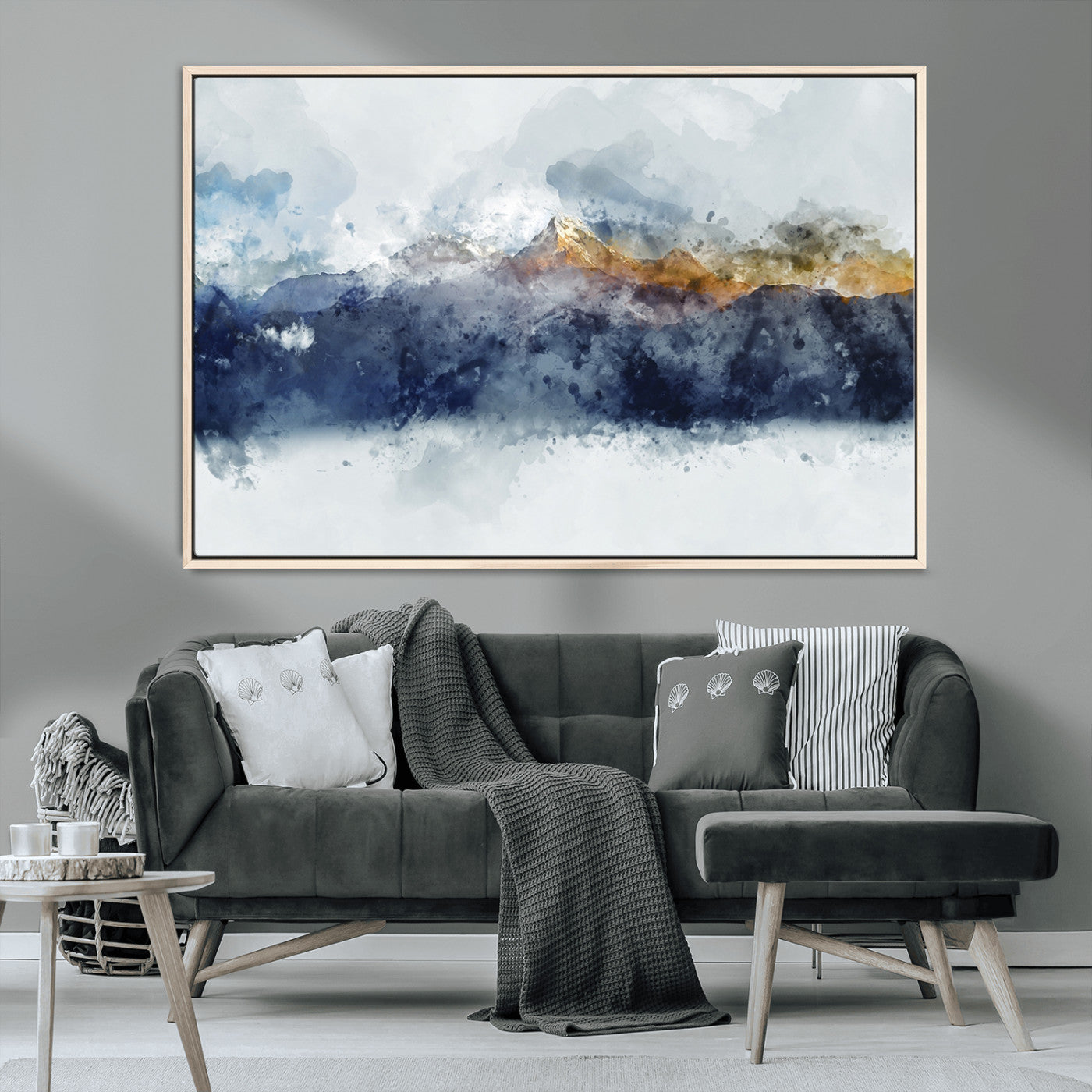 89149-MGV-CV-36X24-Abstract Mountain Range Art Canvas Print | 3 Panel Watercolor Landscape for Living Room, Office, or Bedroom | Large Ready-to-Hang Artwork