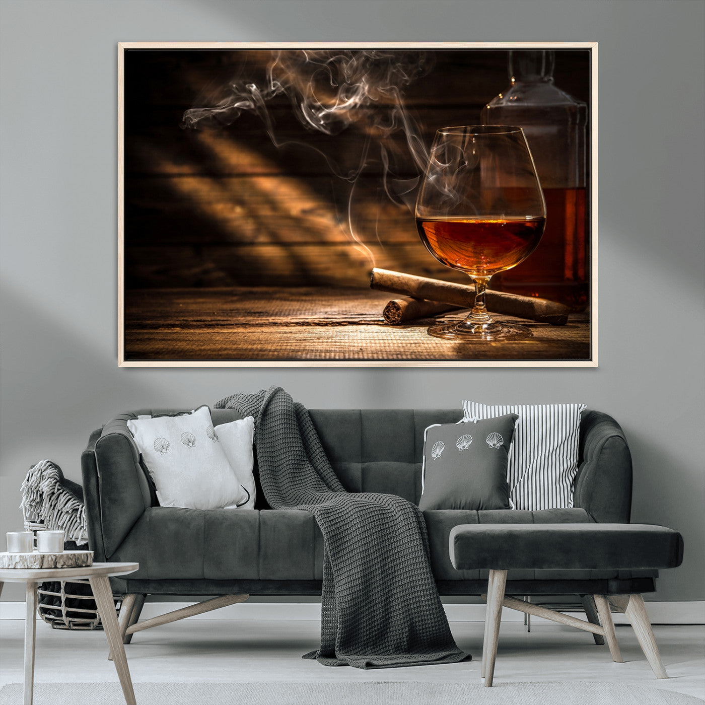MGV-FC-36X24 - Whiskey and Cigar Wall Art Canvas Print