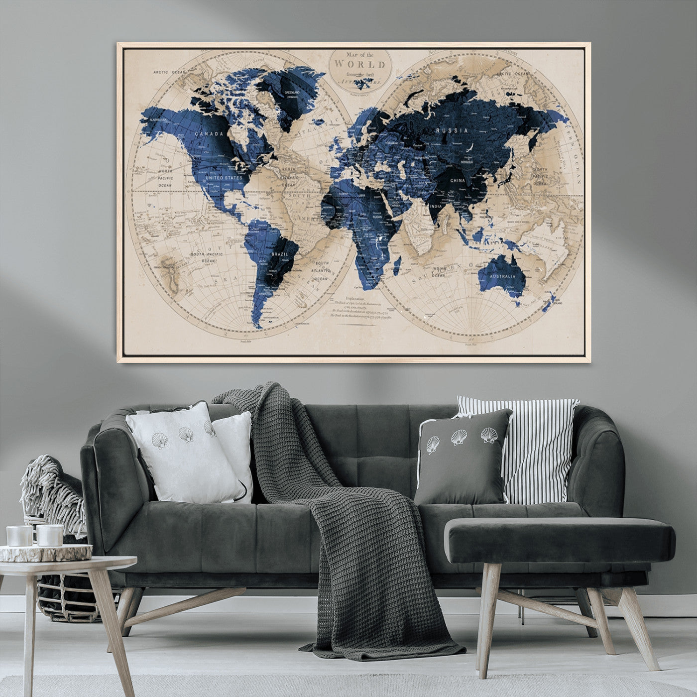 MGV-FC-36X24 - World Map Wall Art Canvas Print for Home and Office Decor