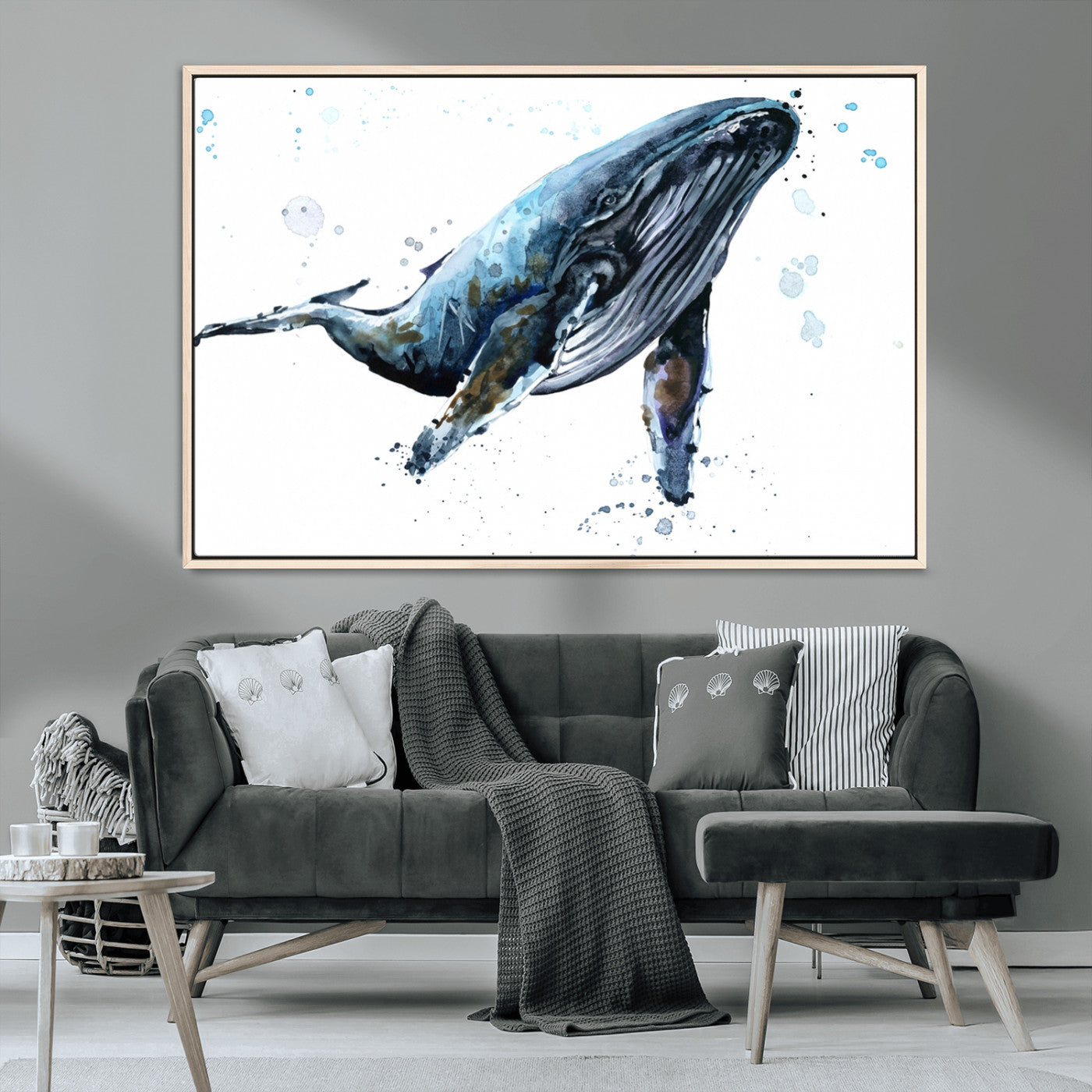 MGV-FC-36X24 - Watercolor Whale Wall Art Canvas Print