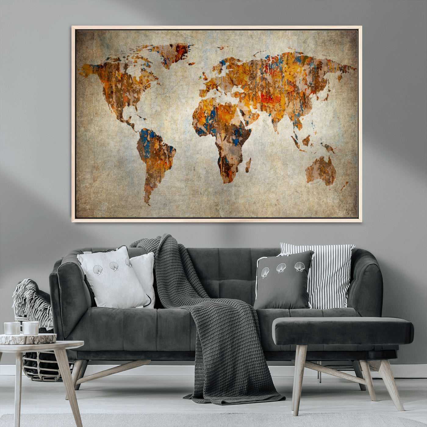 MGV-FC-36X24 - Push Pin World Map Canvas Print – Framed Wall Art for Couples to Track Their Travels – Anniversary