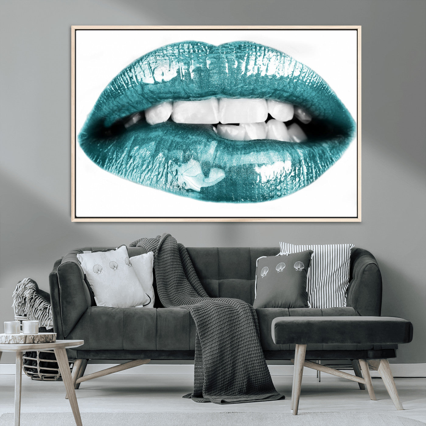 MGV-FC-36X24 - Blue Lips Wall Art Canvas Print