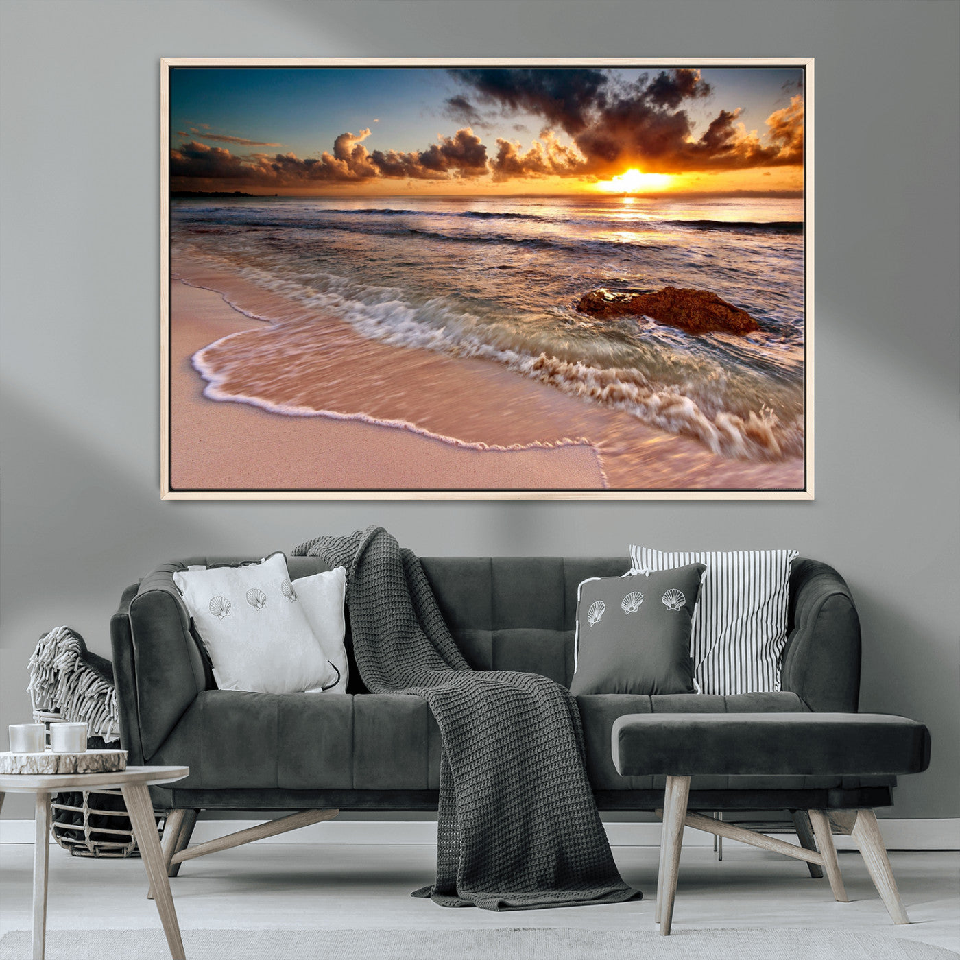 MGV-FC-36X24 - Sunset on Ocean Wall Art Canvas Print
