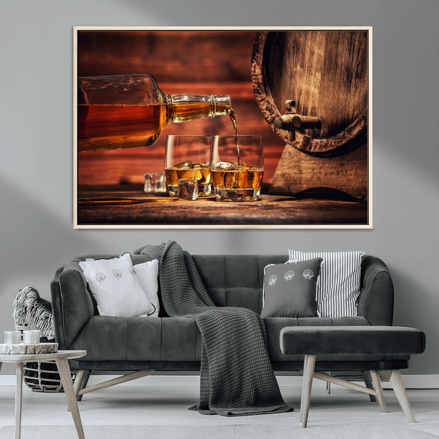 MGV-FC-36X24 - Whiskey and Cigar Canvas Wall Art | 3 Panel Bar Room Decor for Home Lounge, Office, or Man Cave |