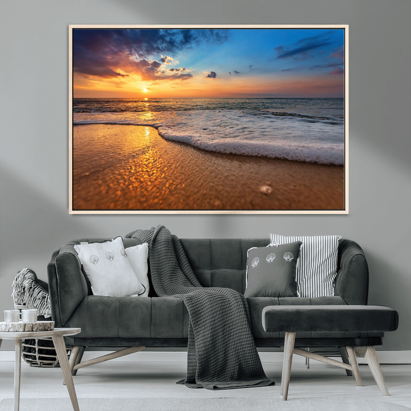 MGV-FC-36X24 - Sunset and Beach at Night Wall Art Canvas Print