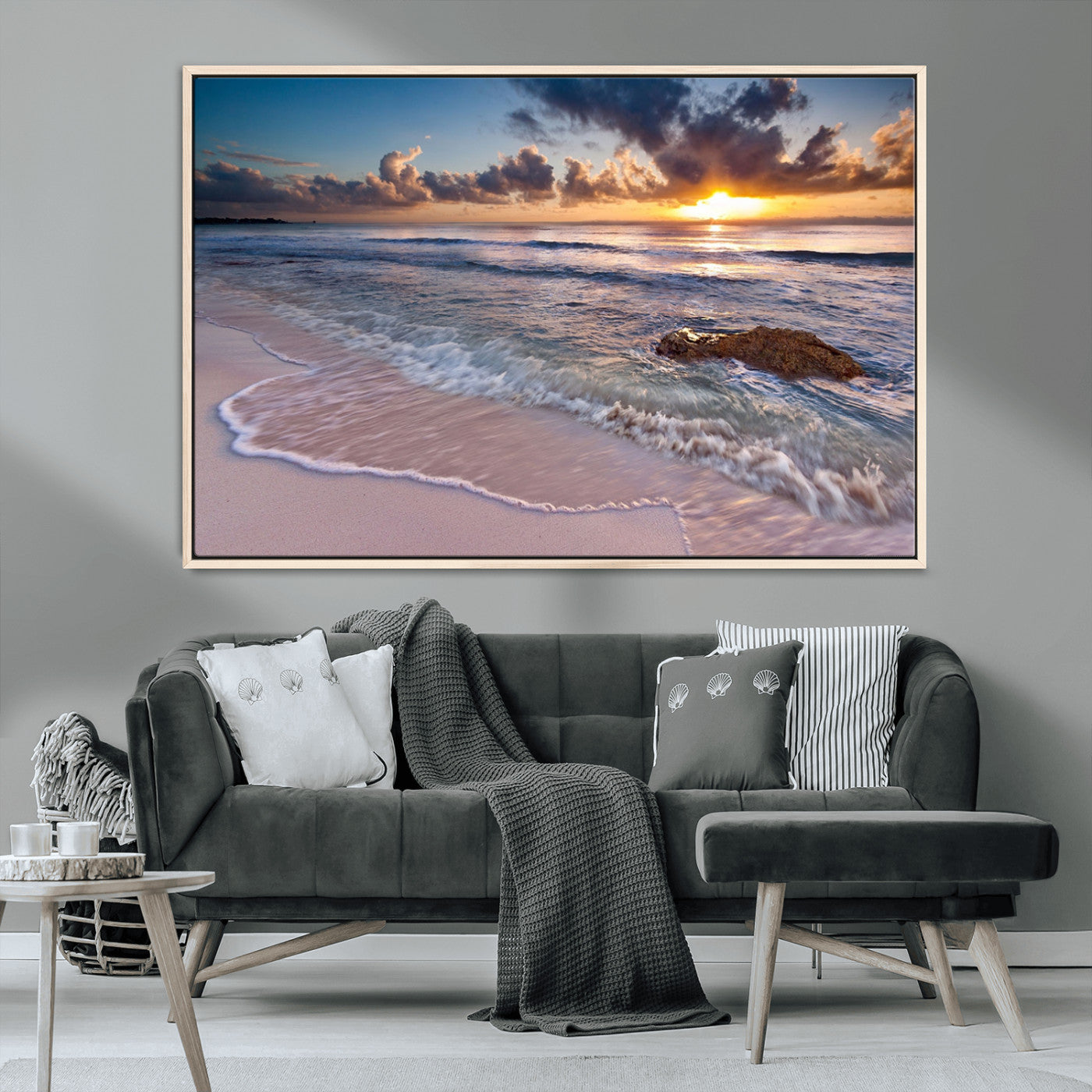 MGV-FC-36X24 - Sea Ocean Sunset Beach Wall Art Canvas Print