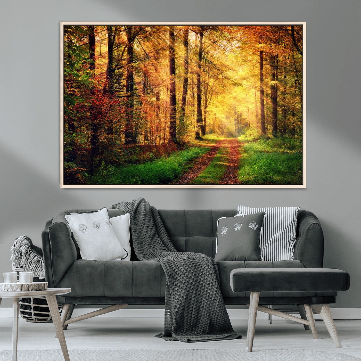 MGV-FC-36X24 - Forest Fall Wall Art Print - Sunlight Through Trees Wall Art Canvas Print