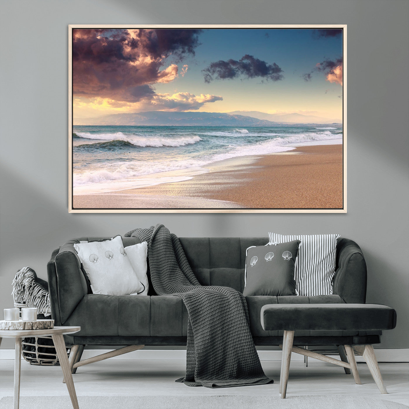 MGV-FC-36X24 - Cloudy Weather Beach Sunset Canvas Print | Sunrise Wall Art Canvas Print