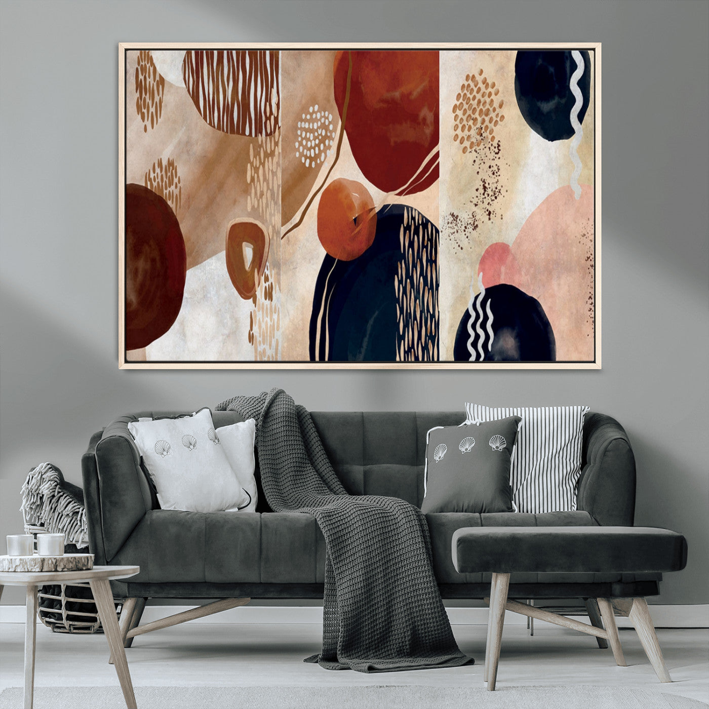 MGV-FC-36X24 - Boho Wall Art Canvas Print Set Mid-Century Prints Bohemian Wall Artwork Prints Boho Neutral