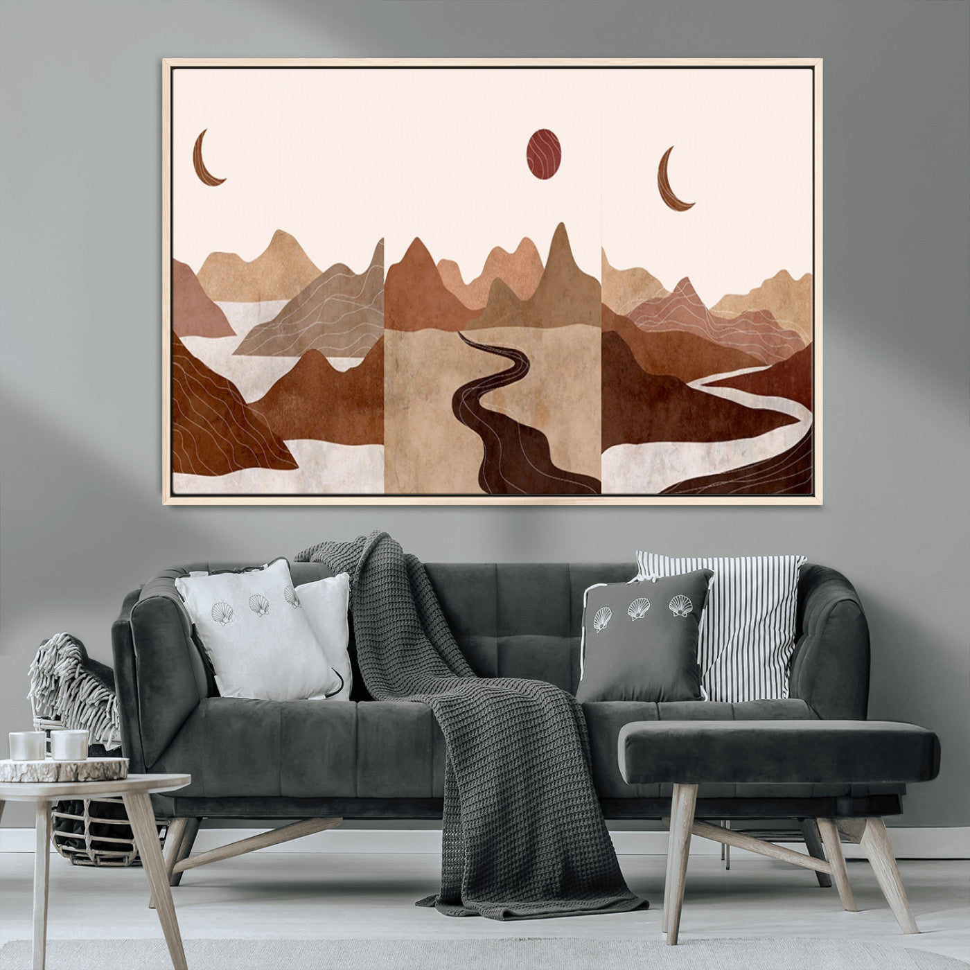 MGV-FC-36X24 - Boho Wall Art Canvas Print Set Mid-Century Prints Bohemian Wall Artwork Prints Boho Neutral