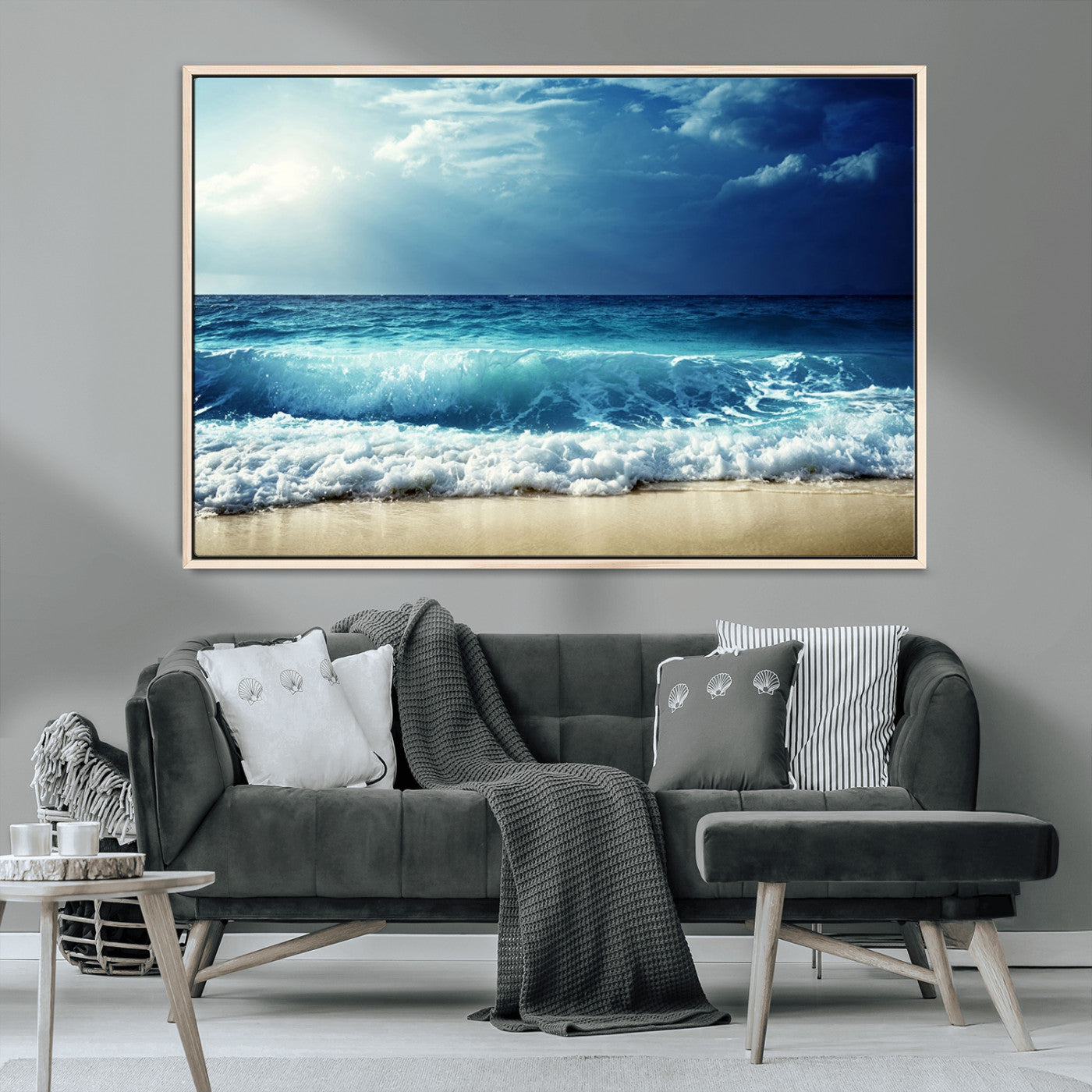 MGV-FC-36X24 - Majestic Ocean Wave Wall Art Canvas | 3 Panel Large Seascape Print for Living Room, Bedroom, Office Decor, Ready to Hang