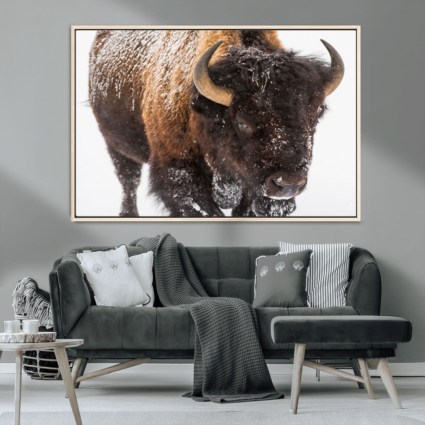 MGV-FC-36X24 - Bison Wall Art Canvas Print For Farmhouse, Wild Animal Wall Art