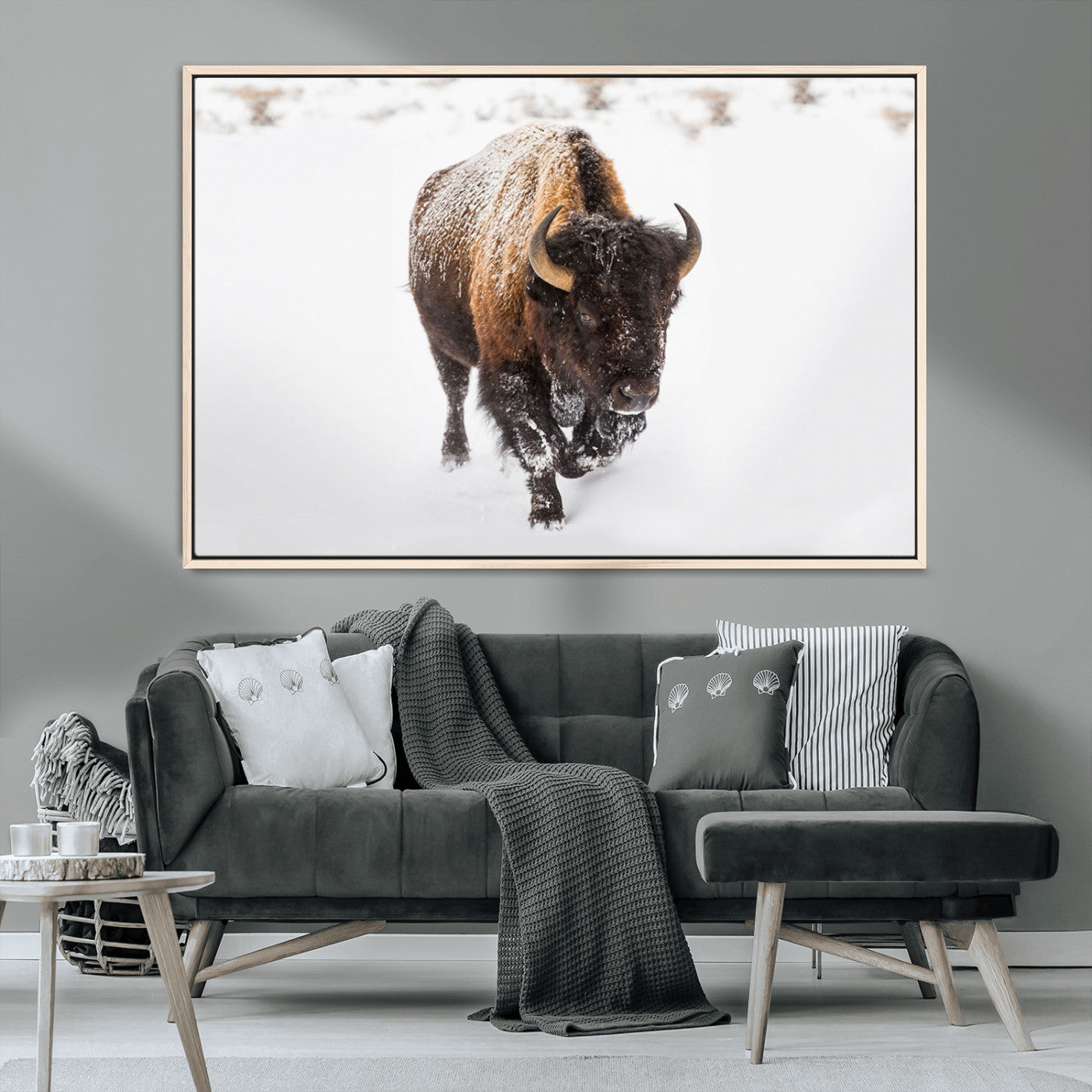 MGV-FC-36X24 - Bison Winter Wall Art Canvas Print For Farmhouse Decor