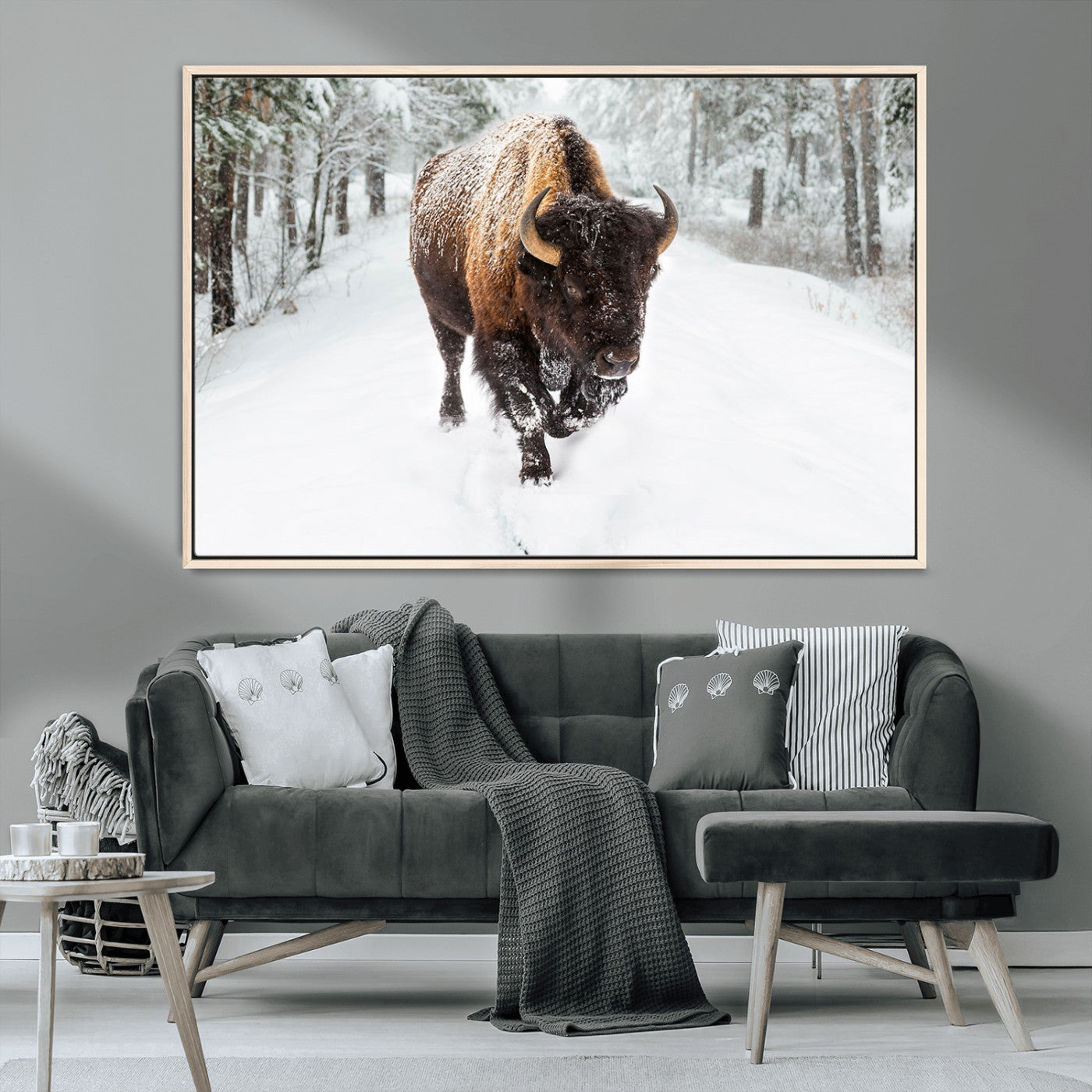 MGV-FC-36X24 - Bison Wall Art Canvas Print For Farmhouse, Animal Canvas Print, Wild Animal Wall Art