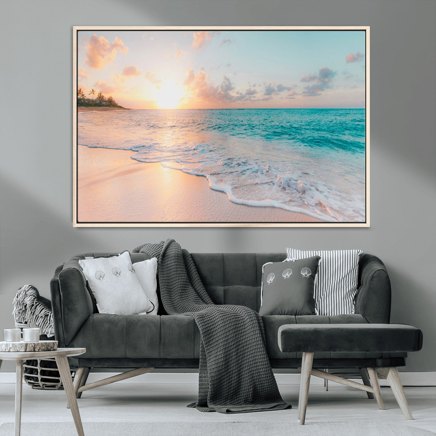 MGV-FC-36X24 - Beach Wall Art - Stunning Ocean Sunset Canvas Print with Coastal Design for Elegant and Relaxing