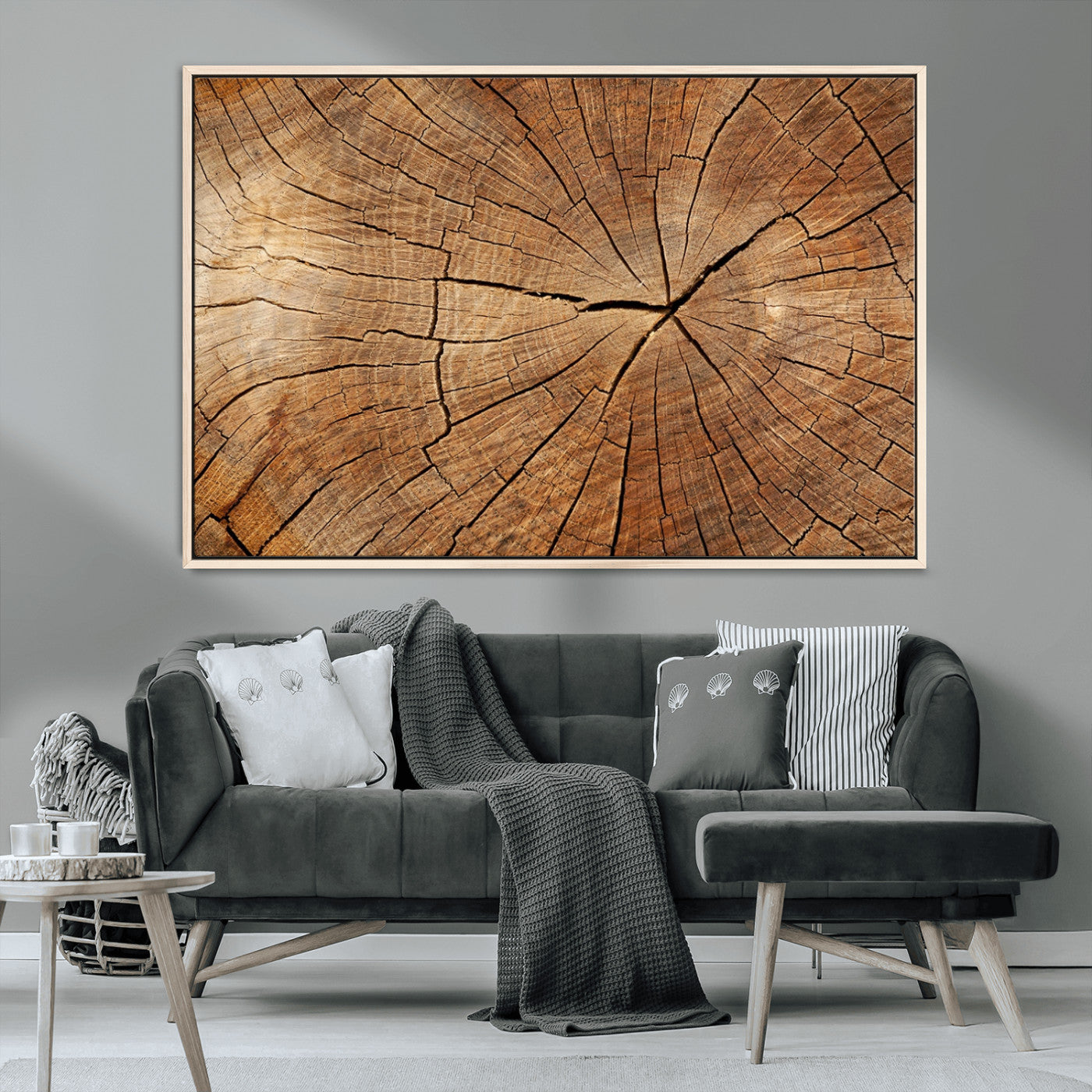 MGV-FC-36X24 - Tree Ring Canvas Art, Rustic Wood Grain Wall Art, Tree Slice Decor for Modern Homes, Giclee Multi-Panel Print, Tree Ring Wall Art Set