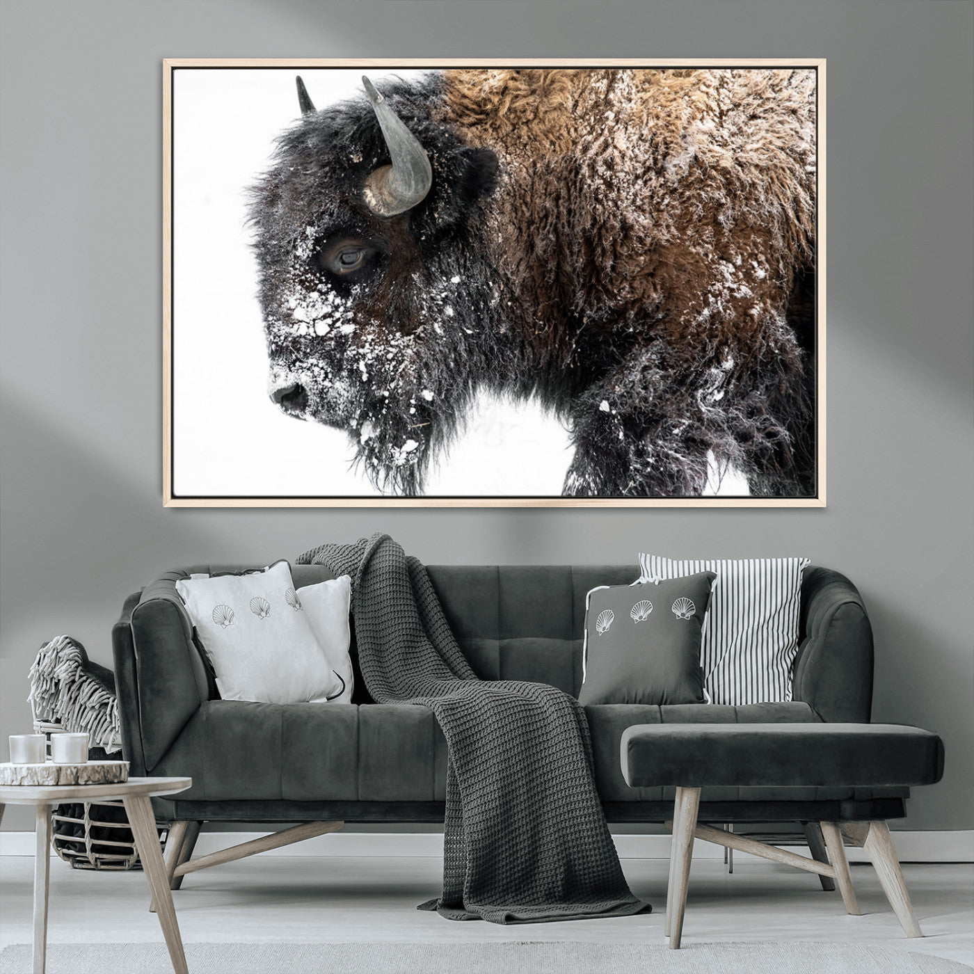 MGV-FC-36X24 - American Bison Wall Art Print | Buffalo Canvas Wall Art |  Framed and Ready to Hang Bison Print for Living Room or Office