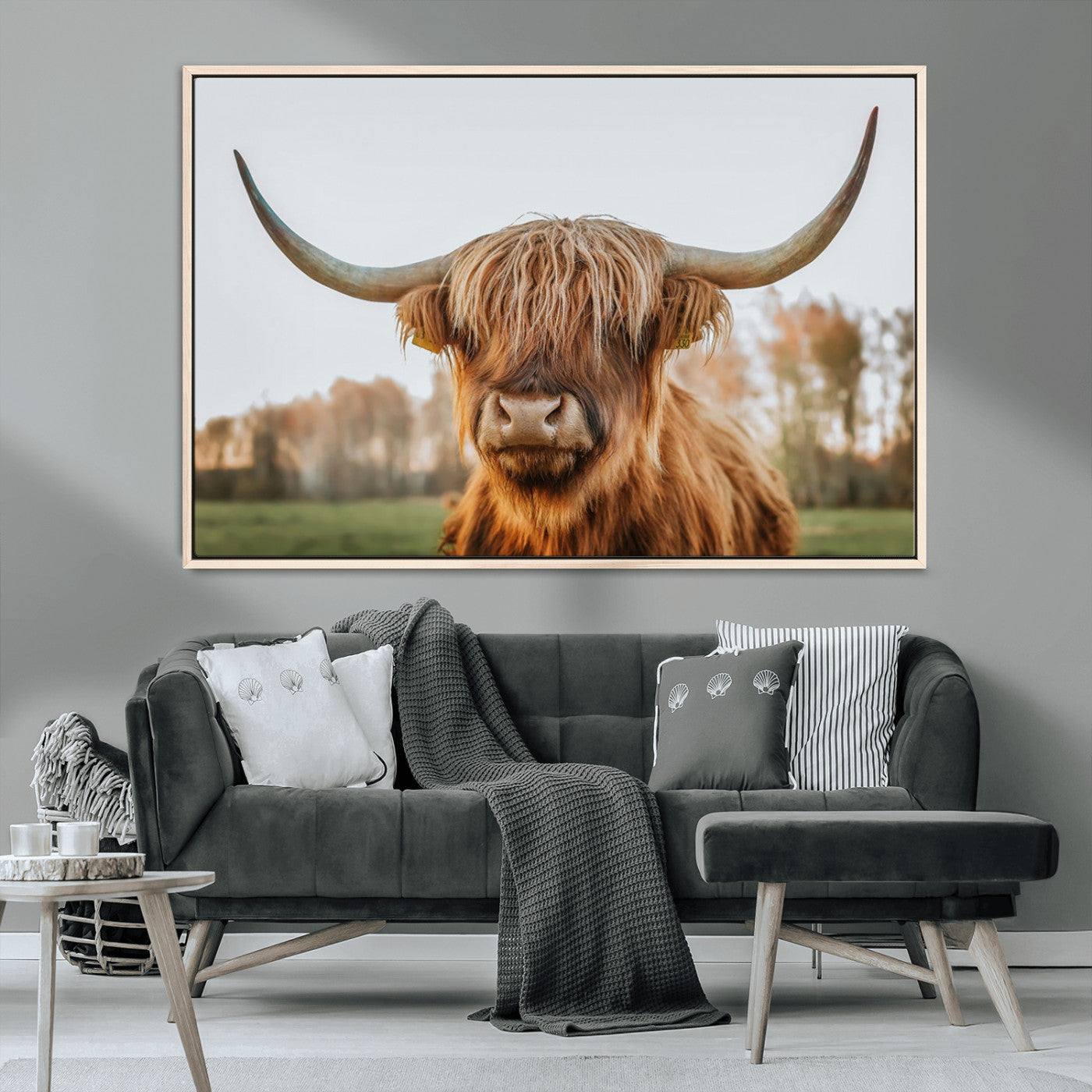 MGV-FC-36X24 - Highland Cow Animal Scottish Cattle Art Print Farmhouse Wall Art Canvas Print