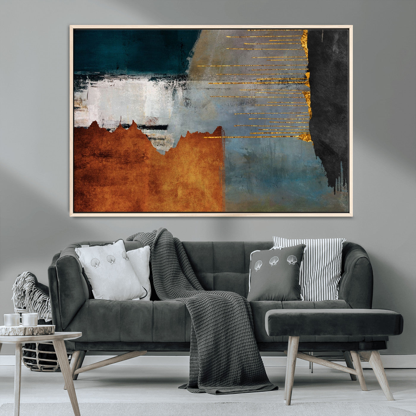 MGV-FC-36X24 - Modern Abstract Canvas Art Canvas Print - Framed and Ready to Hang Artwork for Contemporary Living Room or Office Decor