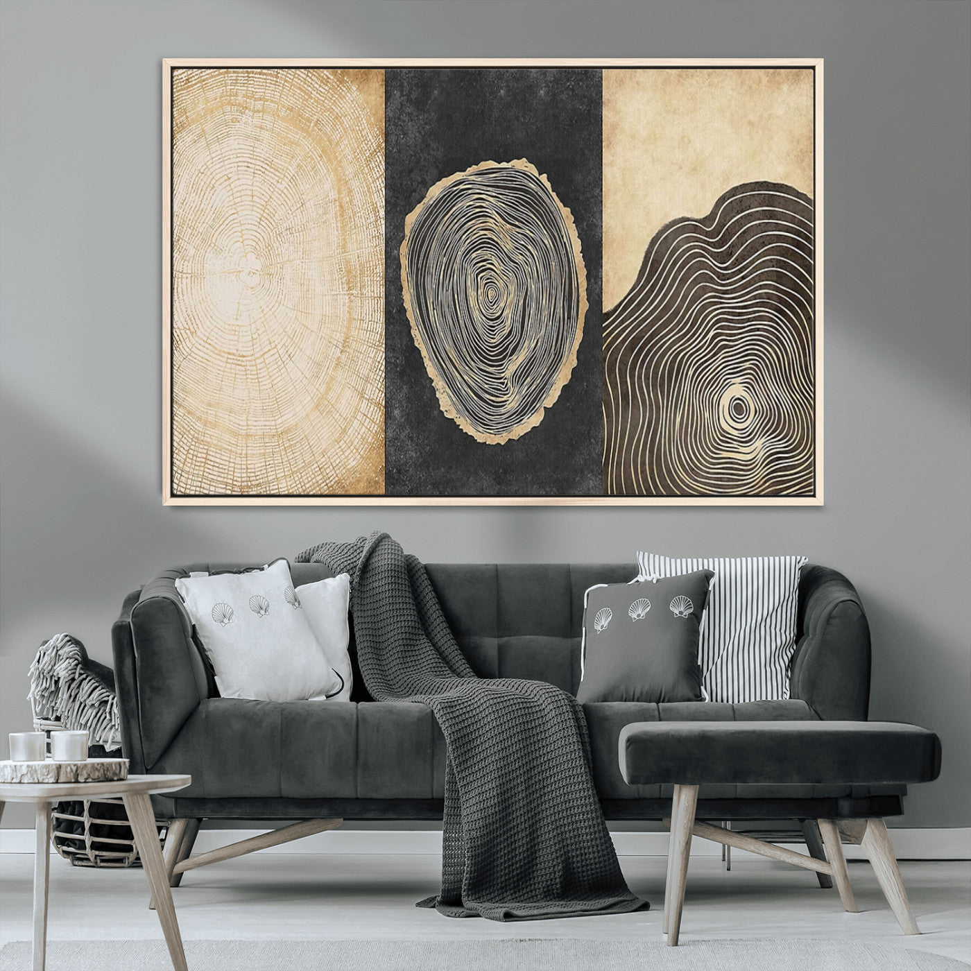 MGV-FC-36X24 - Tree Rings Canvas Wall Art Print – Minimalist Natural History in Modern Decor - Minimalist Boho Wall